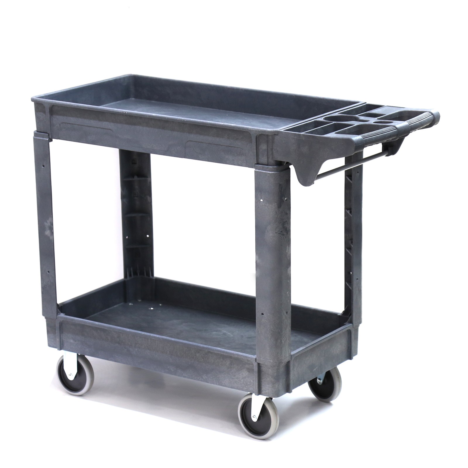 Gray Plastic Utility Cart 2 Shelves, 500lBS 30″Width 40″Height 17″Depth Antiskid