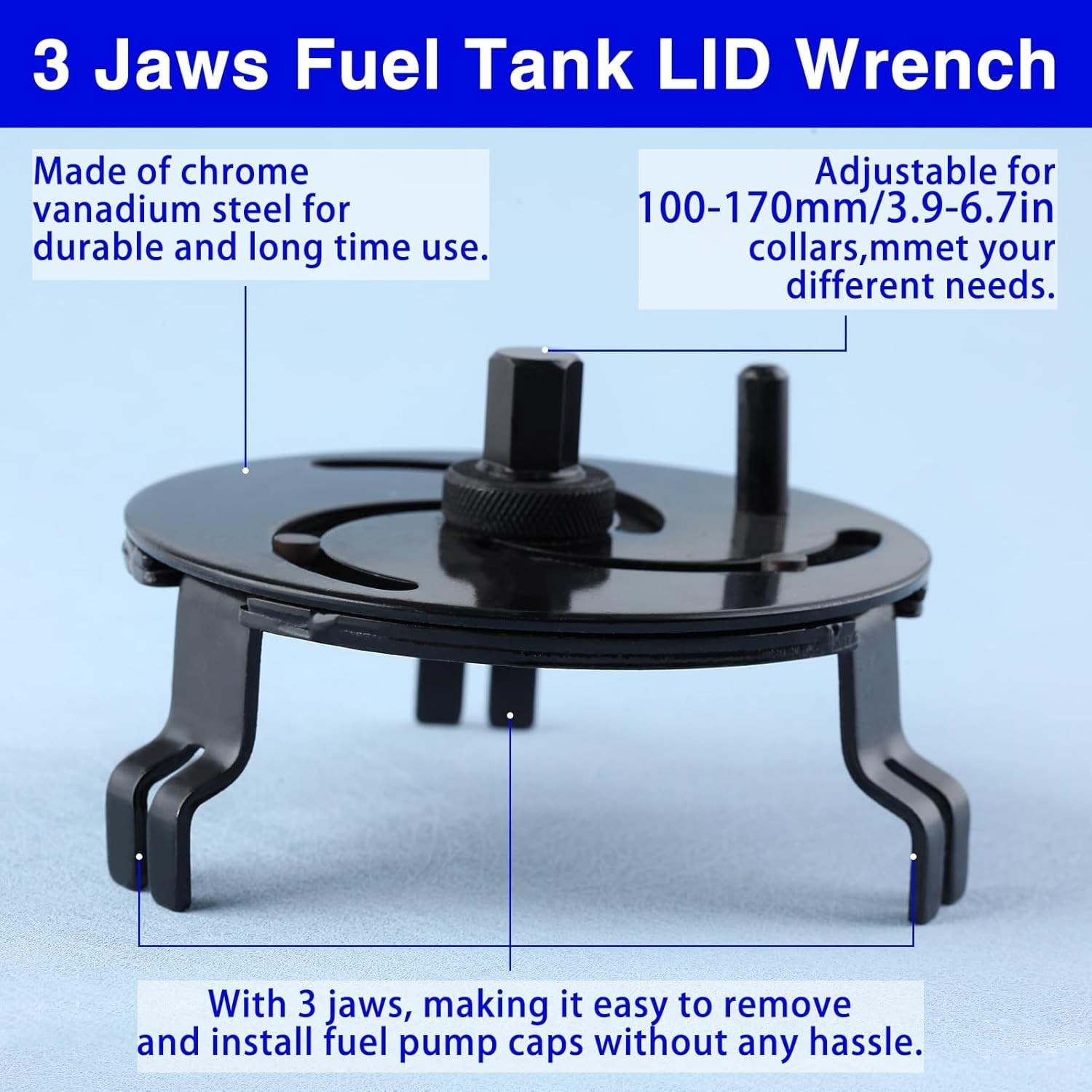 Adjustable 3 Jaw Car Fuel Tank Lid Removal Tool – Fuel Pump Collar tool
