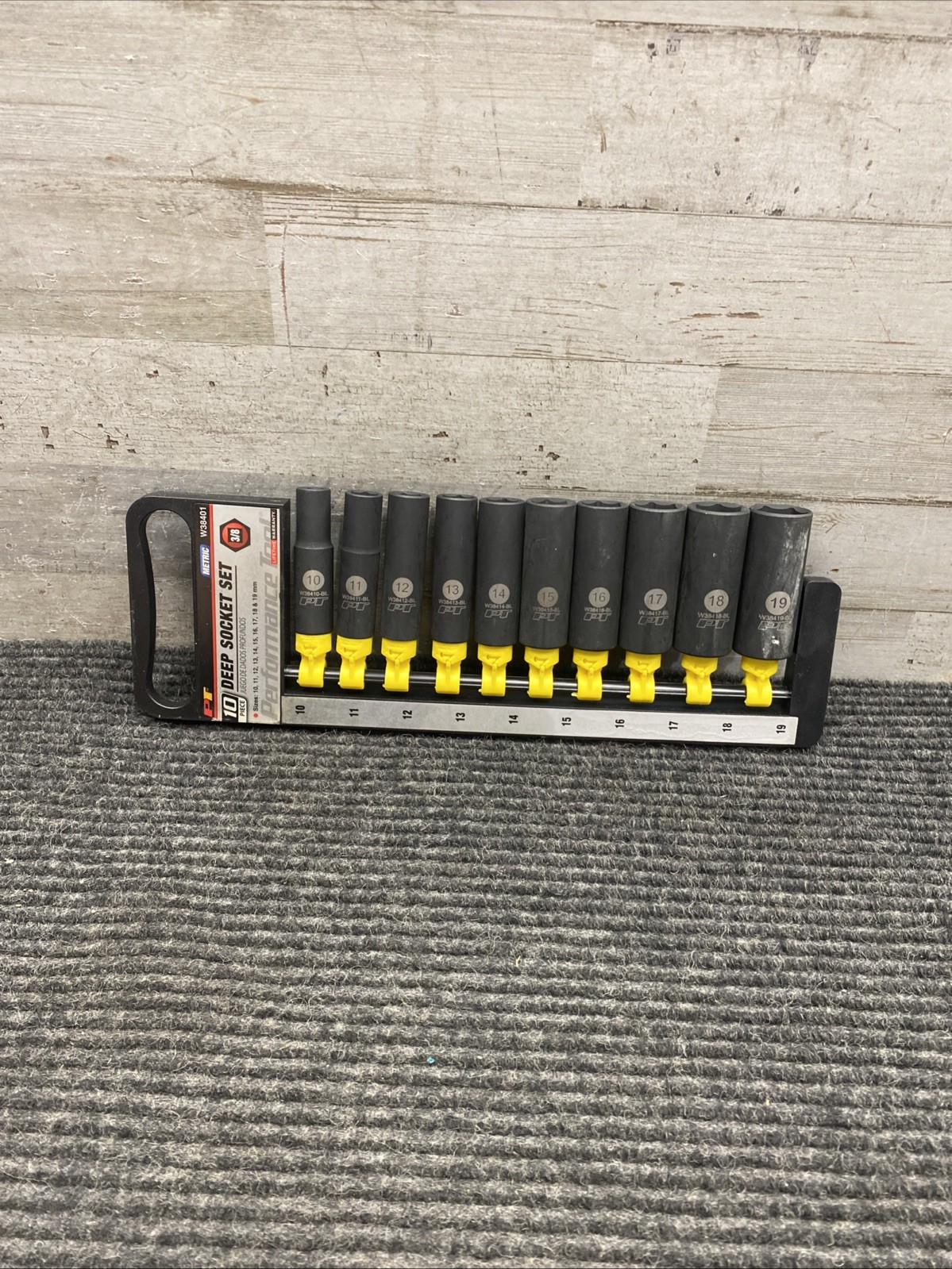 Performance Tool W38401 10 Piece 3/8 Inch Drive MET Black Skt Set