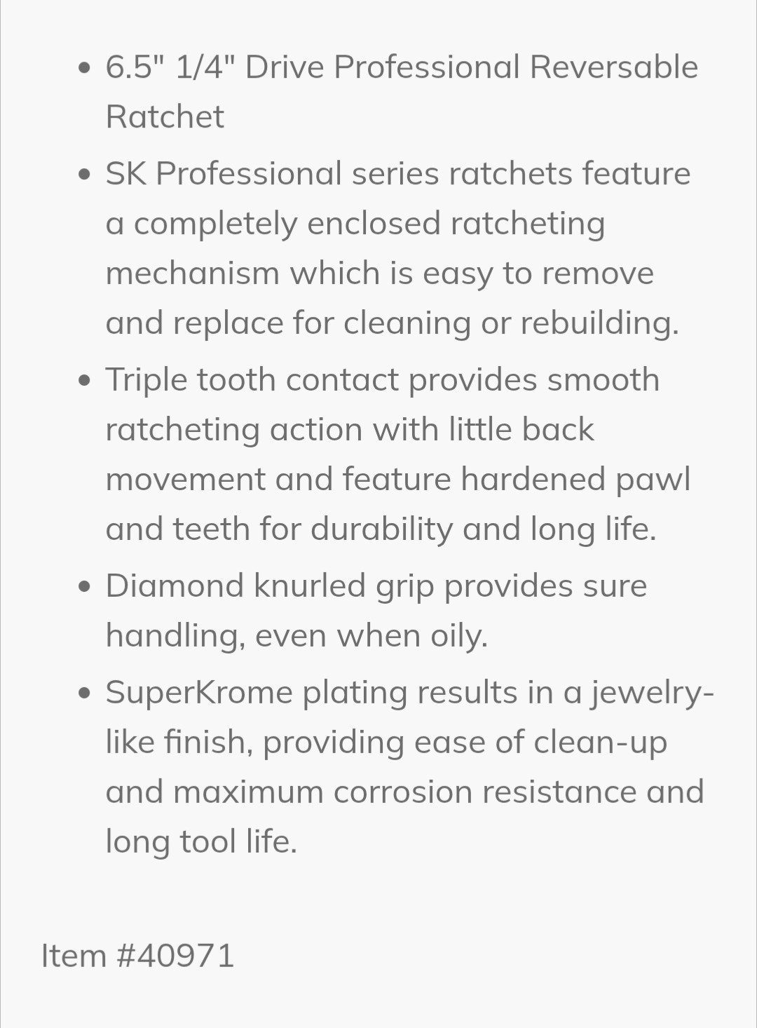 SK Professional Tools 1/4″ Drive 6.5″ Ratchet LIFETIME WARRANTY
