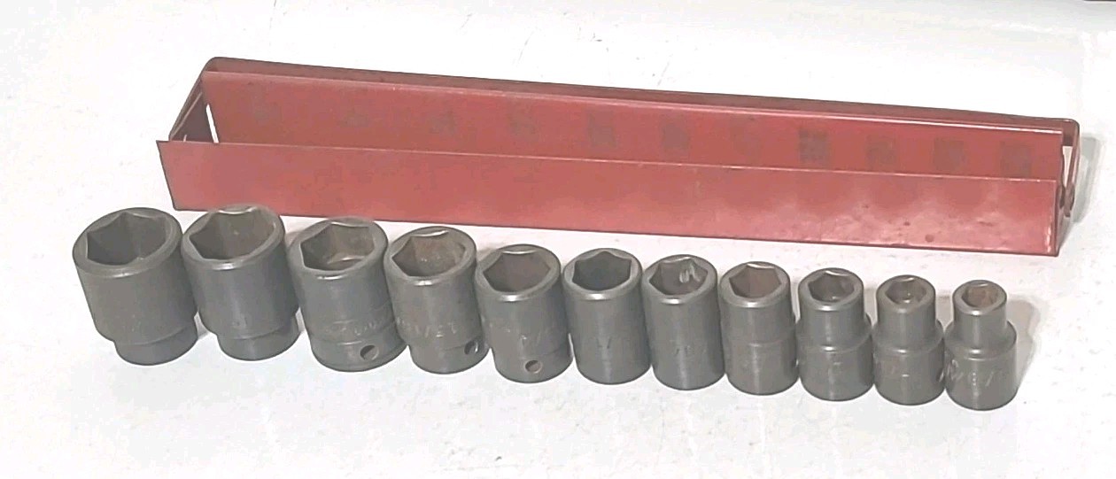 Mac Tools 1/2” Drive 6 point 11 Piece Shallow Impact Socket Set 3/8” – 1″ & Tray