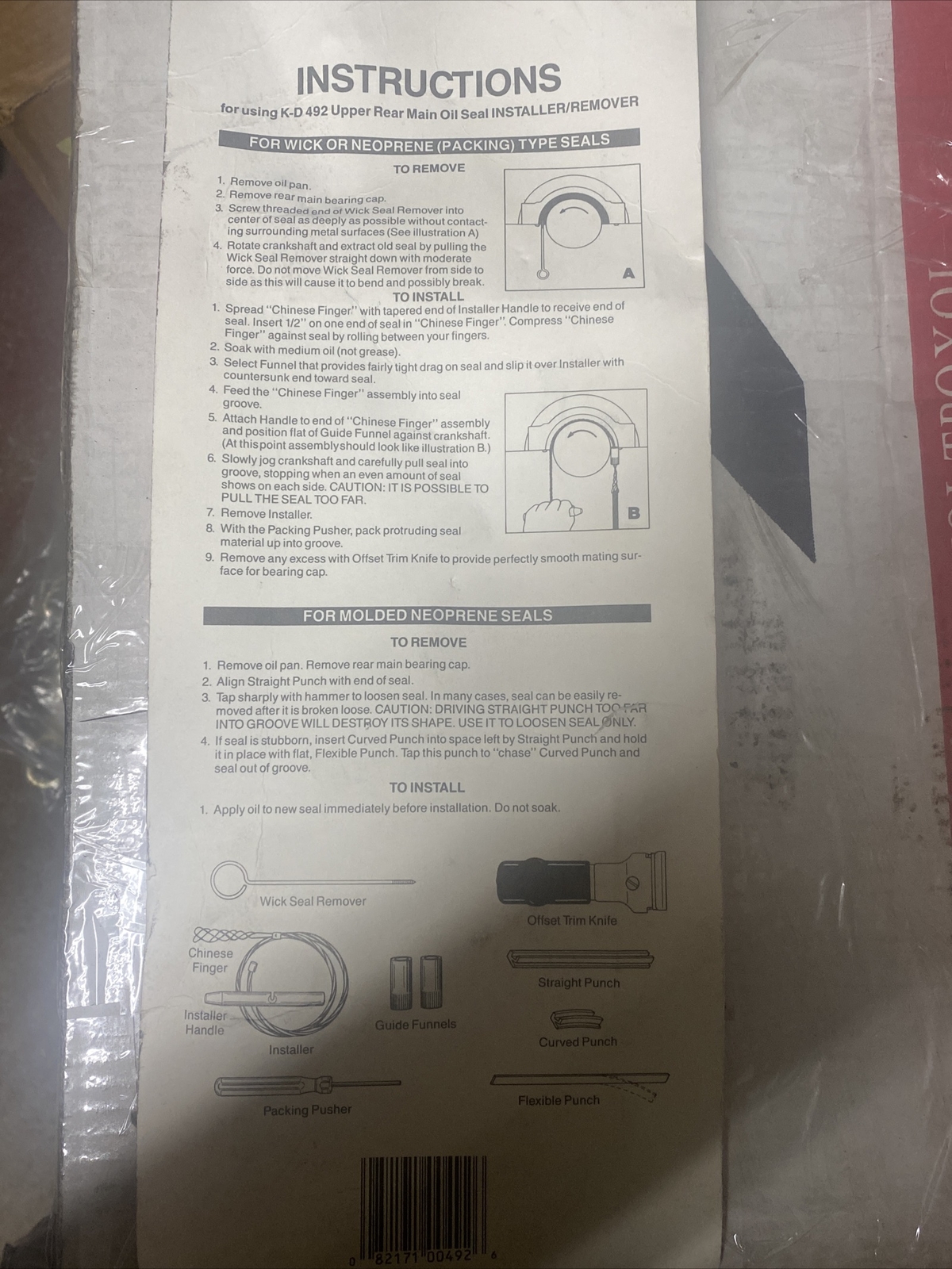 KD Tools/Big A Tools/Cal-Van,Oil Seal Remover and Installer,Part#492,Made in USA