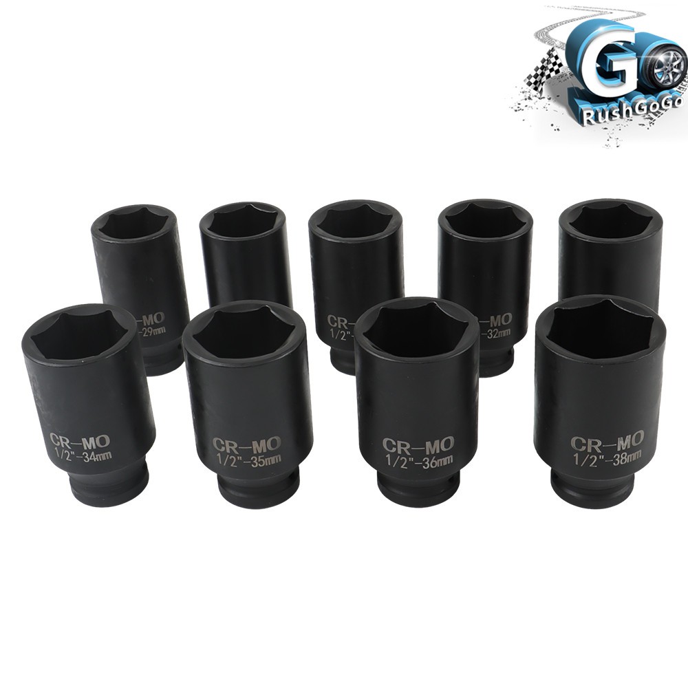 Deep Impact Socket Tool 9PCS Set 1/2″ Drive Metric Axle Hub Nut Socket 29-38mm
