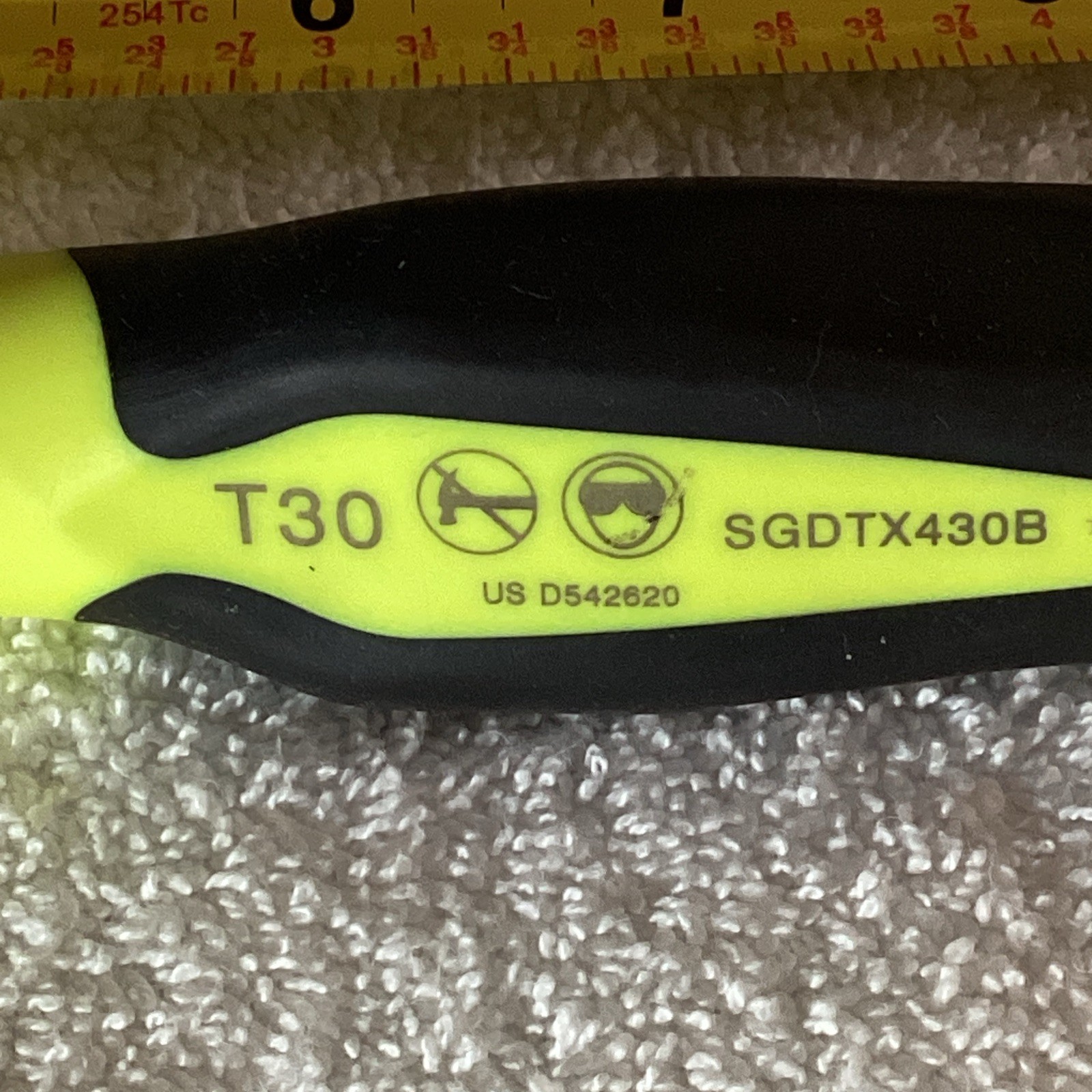 USED Snap-on Tools HI-VIZ Soft Grip T30 Torx Screwdriver SGDTX430BHV