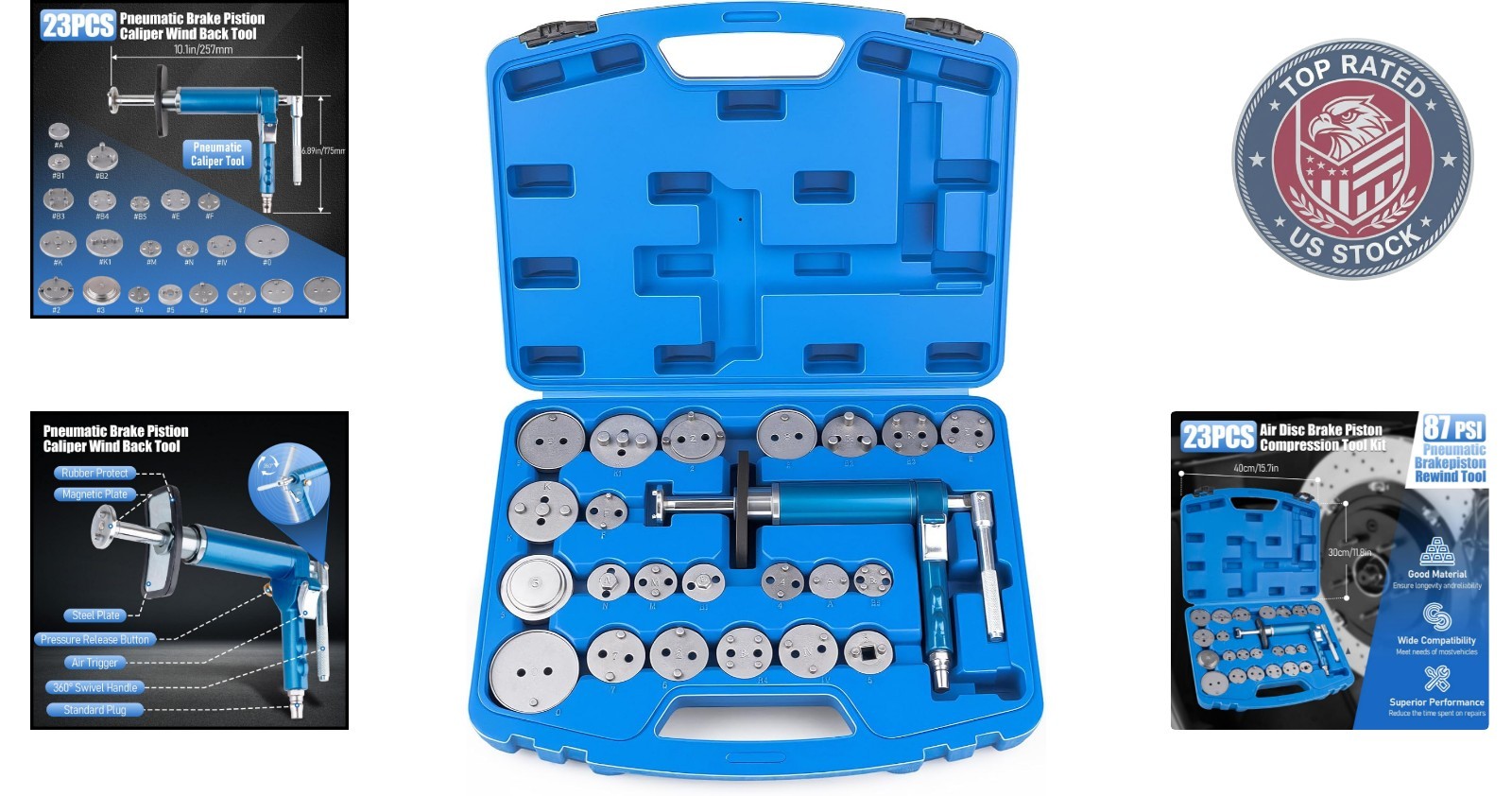 Universal Air Brake Caliper Tool Set – 23PCS for Professional Automotive Repair