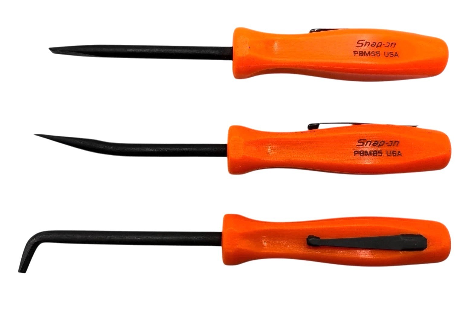 *NEW* Snap-On POCKET PRY BAR SET 3 pcs ORANGE HANDLES, PBMA5O, PBMB5O, PBMS5O