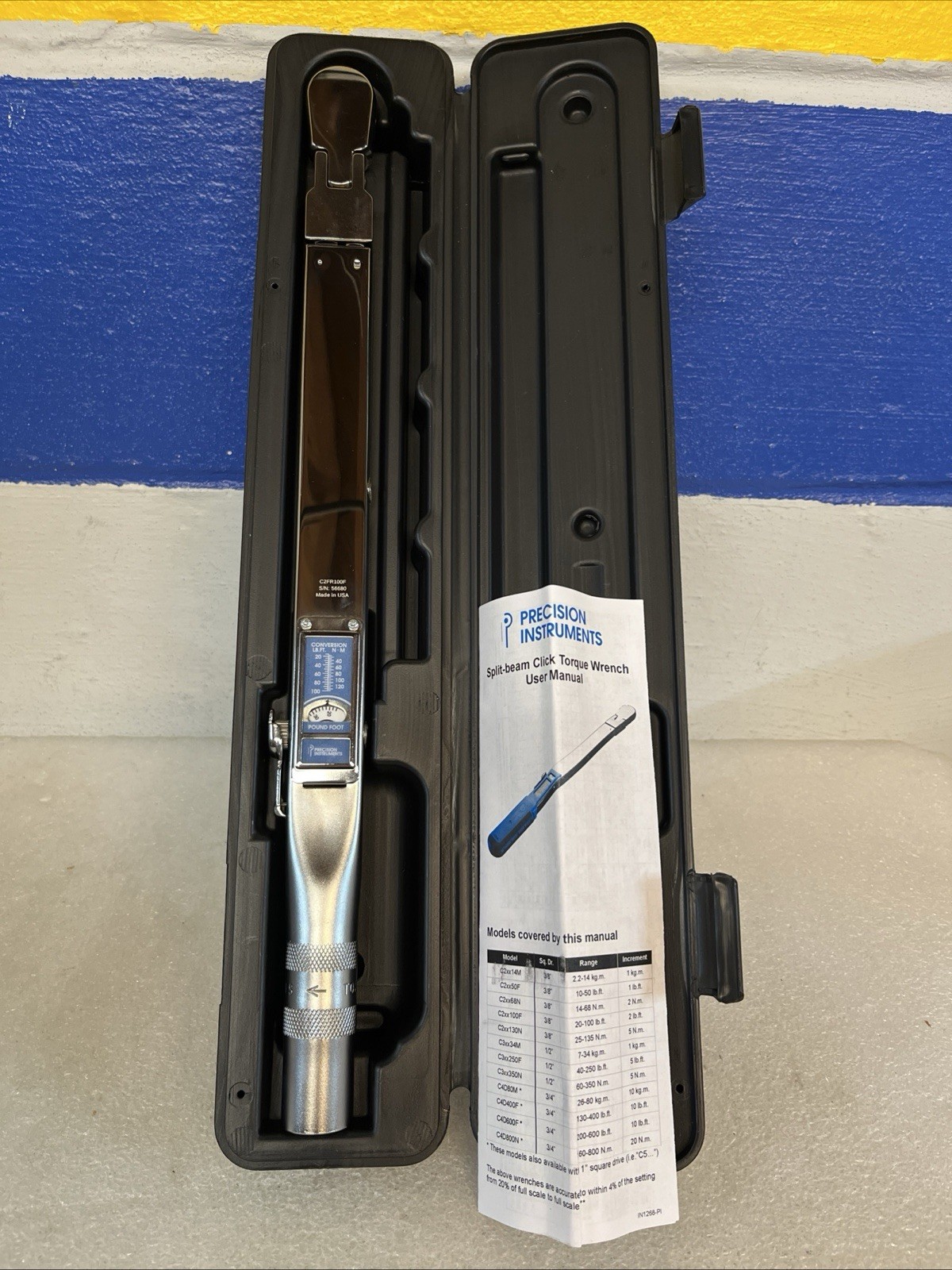 Precision Instruments C2FR100F Split Beam Torque Wrench 3/8″ 20-100 lb ft New