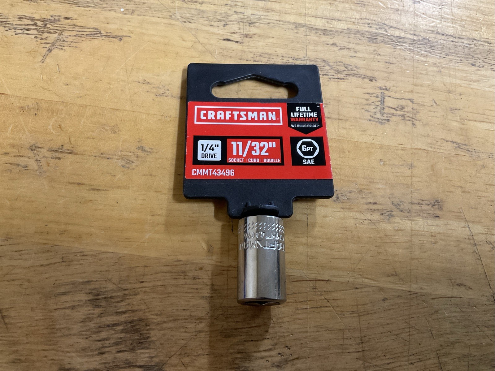 CRAFTSMAN Shallow Socket, SAE, 1/4-Inch Drive, 11/32-Inch, 6-Point (CMMT43496)