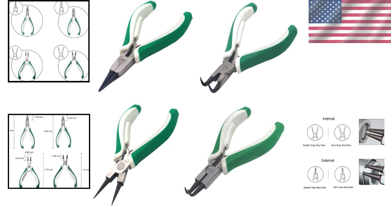 Mini Snap Ring Pliers Set – 4 Pcs Heavy Duty Circlip Pliers