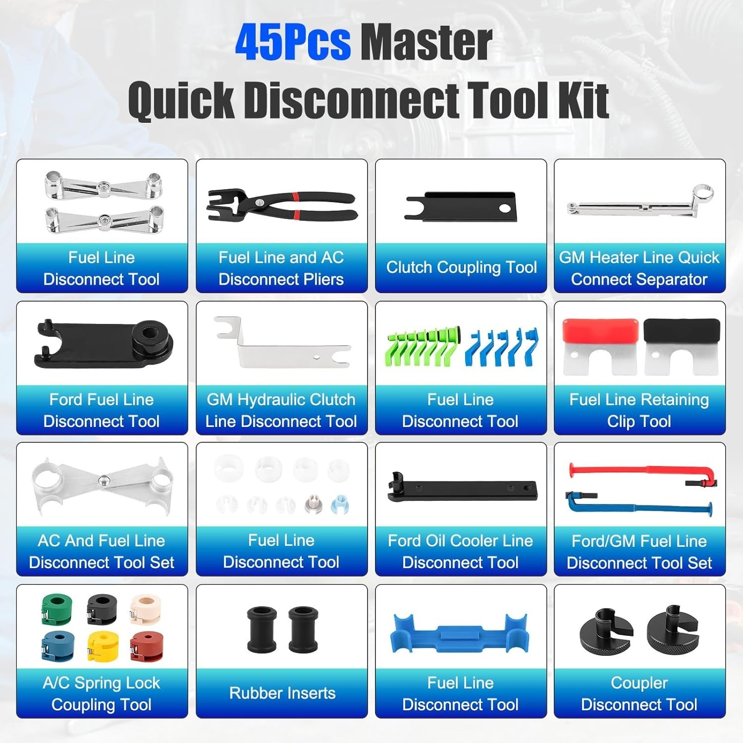 45pcs Master Quick Disconnect Tool Set, Fuel Line Disconnect Tool Kit for Automo