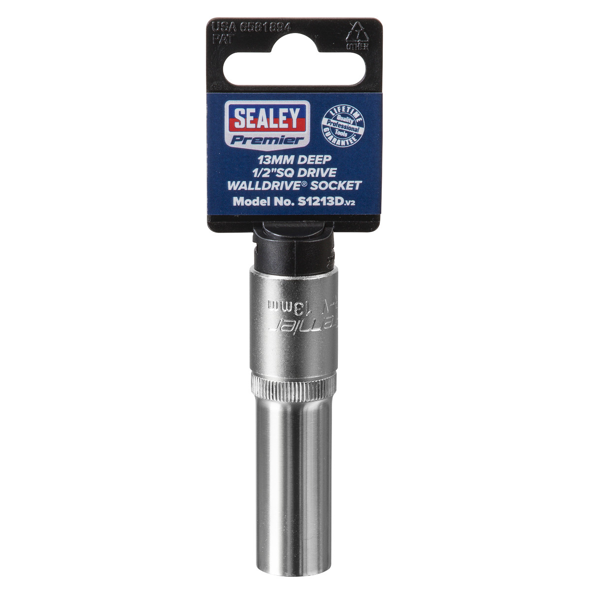 Sealey WallDrive Socket 13mm Deep 1/2″ Square Drive Chrome Vanadium Steel S1213D