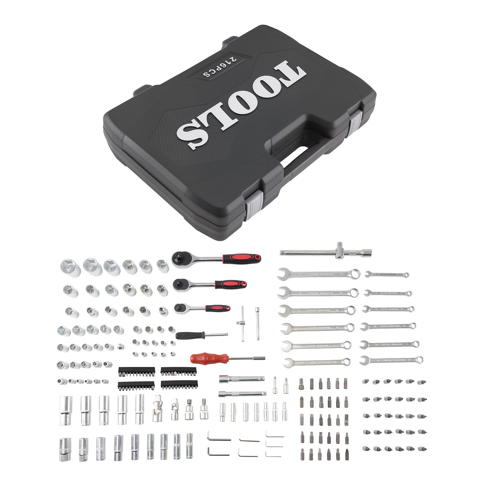 216PCS Mechanic Ratchet Socket Set Wrench Drive Tool Kit w/Blow Case