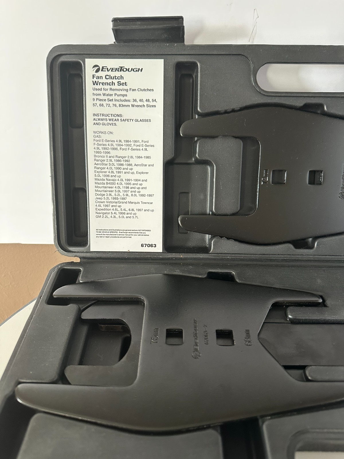 EverTough Model 67063 Fan Clutch Remover Wrench Set excellent condition