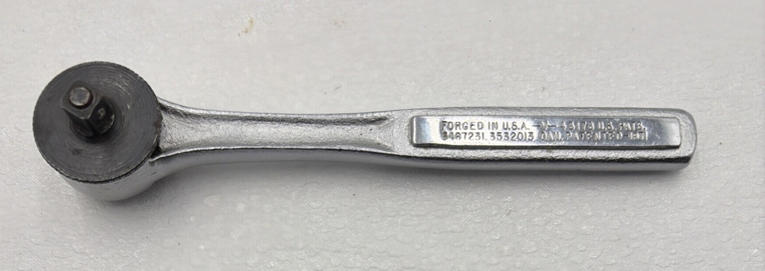Vintage Craftsman Tools USA 1/4″ Drive Ratchet V-43178 Original Patent Handle