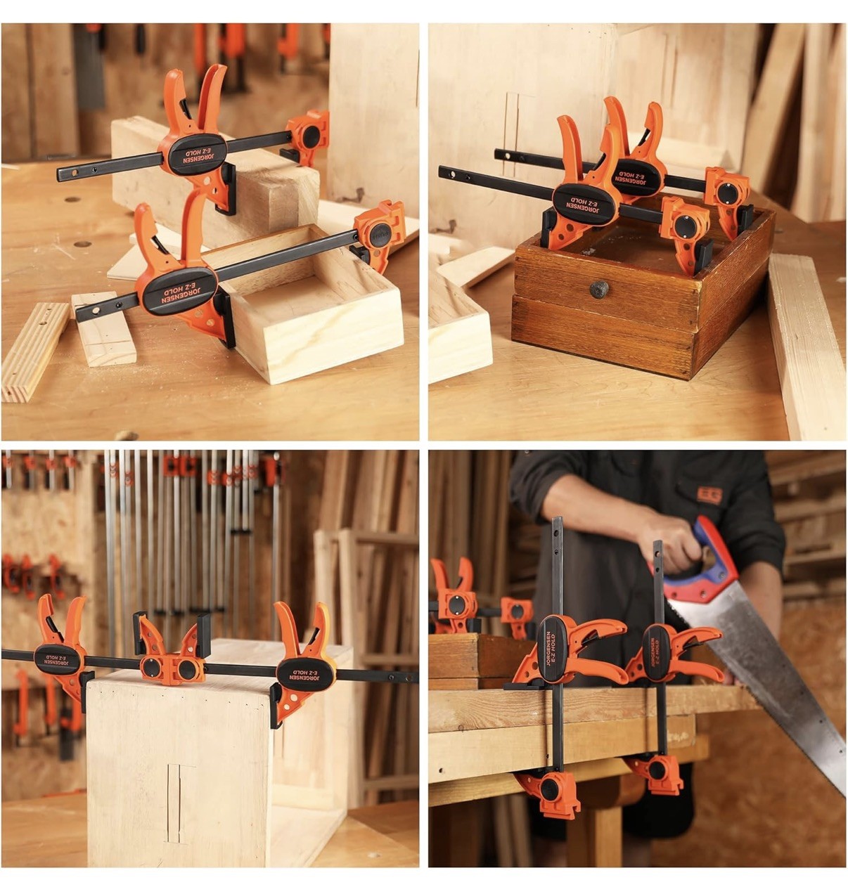 JORGENSEN 150 mm Woodworking Clamps 4-Pack, Splicable to 400 mm Ratchet Bar Cla