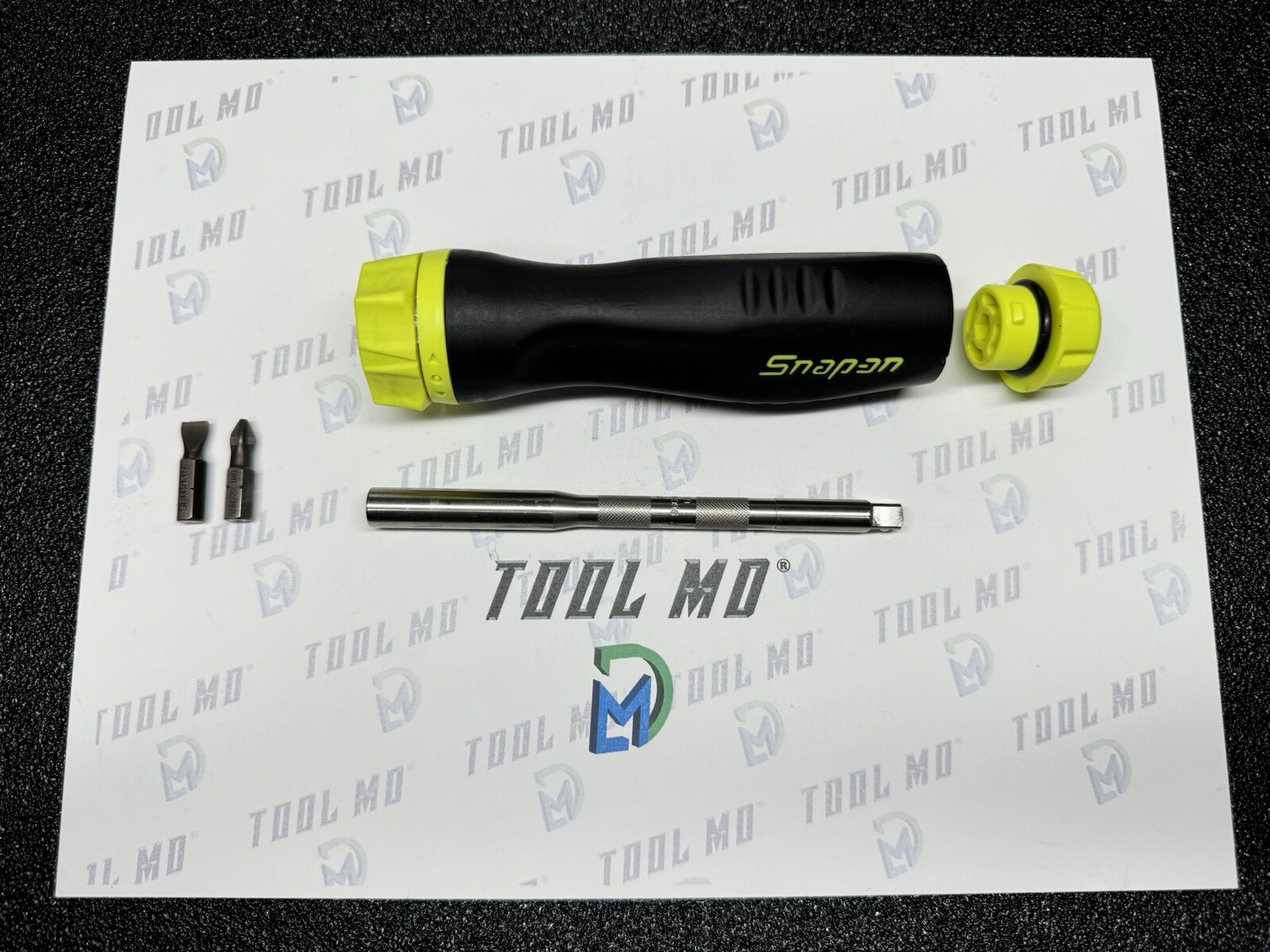Snap-on Tools HI VIZ YELLOW Soft Grip Ratcheting Screwdriver w/Bits SGDMRC44BHV