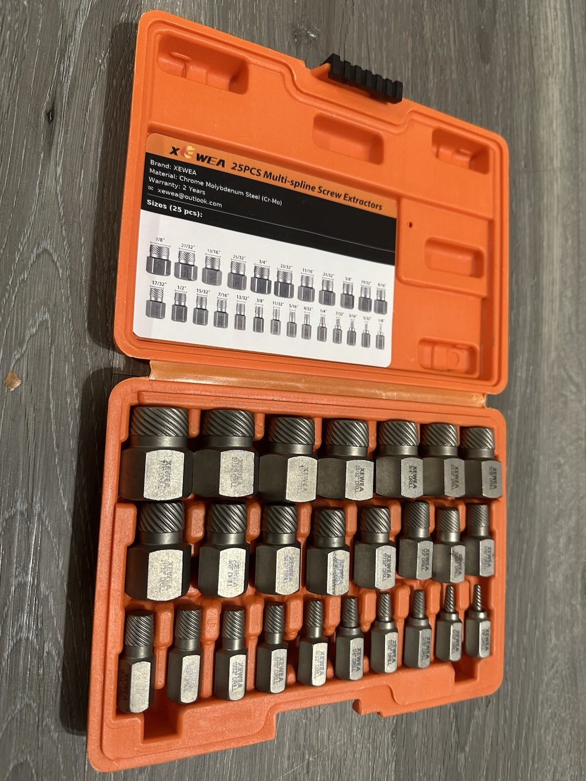 XEWEA 25-Piece Screw Extractor Set – Heavy Duty Multi-Spline Bolt Remover Kit