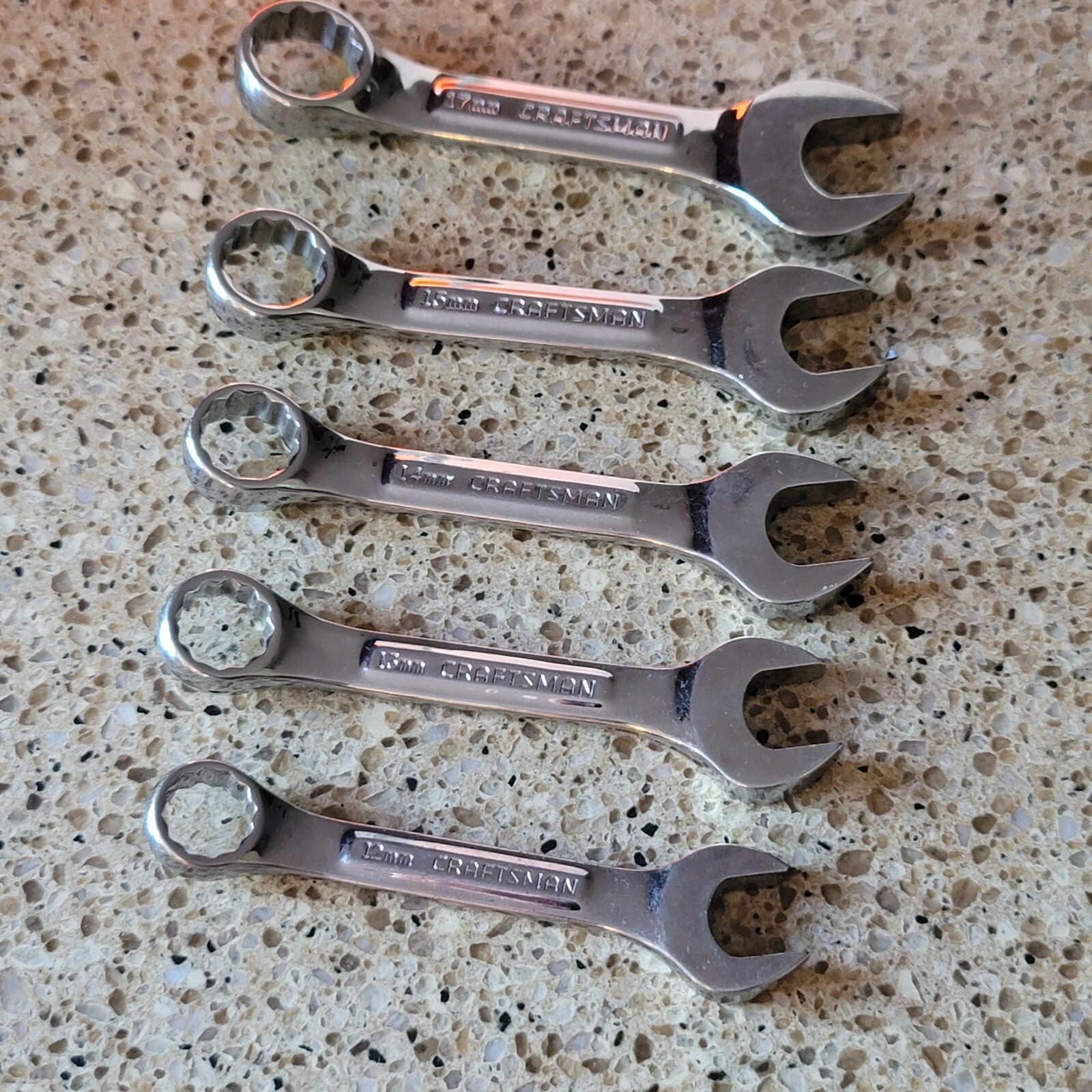 Lot of 5 Craftsman Pro. VV Stubby Combo Wrench 12mm 13mm 14mm 15mm 17mm READ ME!
