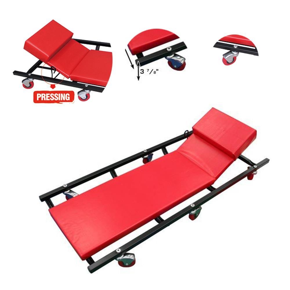Mechanic Creeper Roller Seat Adjustable Rolling Stool Chair Repair Tool