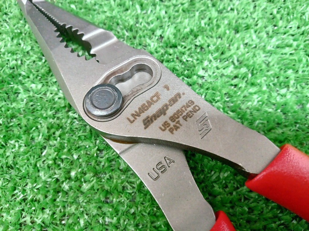 SNAP ON TOOLS LN46ACF RED 7″ Soft Grip Long Nose Slip Joint Pliers Unused JP