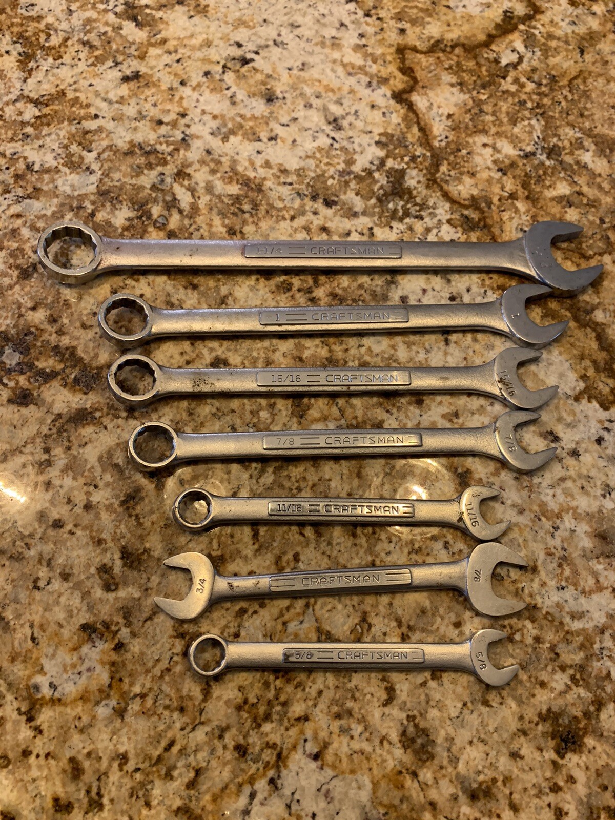 Lot of 7 Craftsman 1” 1-1/16″ 15/16″ 1.25″ 7/8″ 5/8″ 3/4″ 11/16″ Wrenches -V-