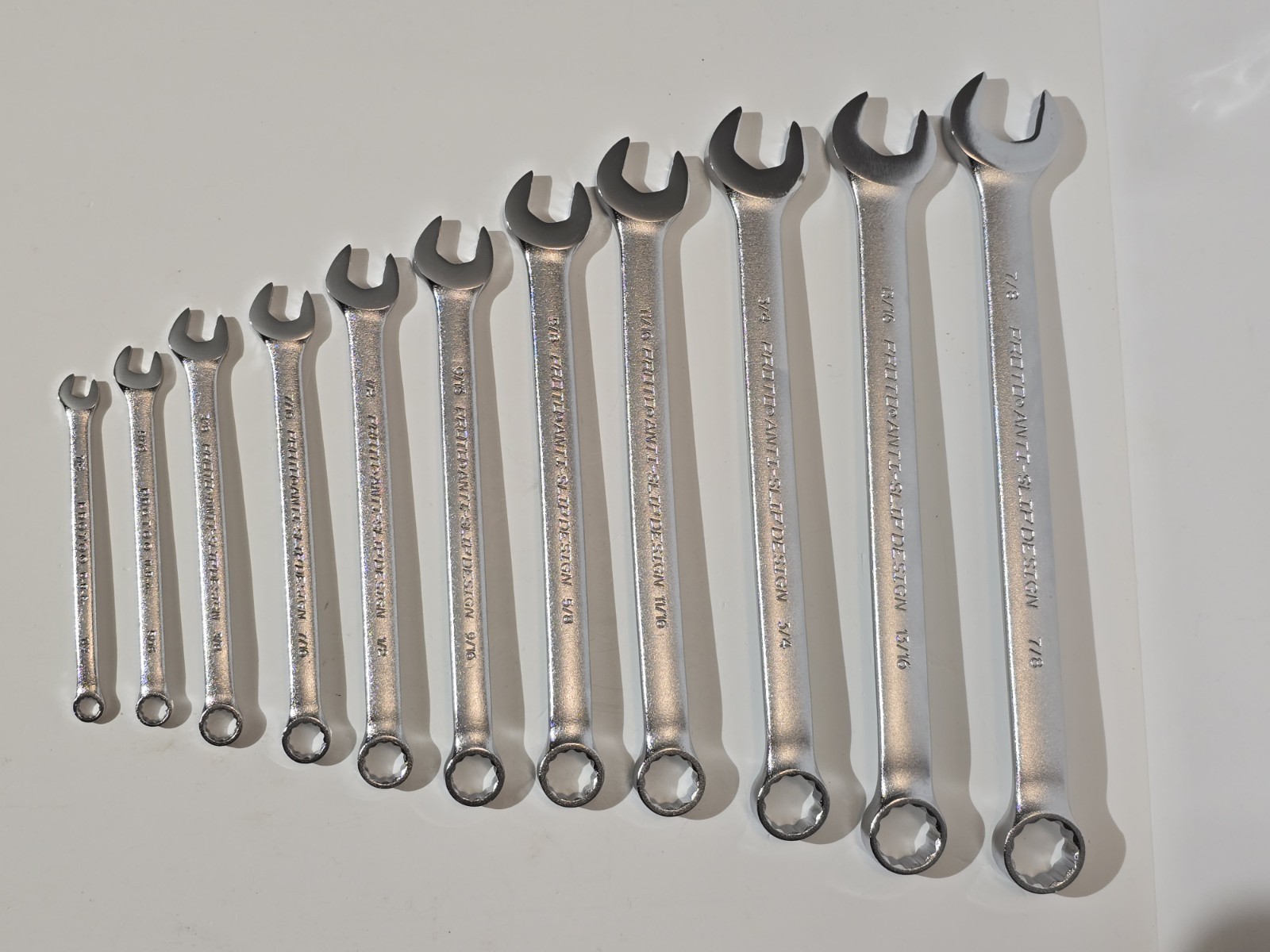 🇺🇸 NEW! PROTO USA ASD Anti-Slip 11 Pc. SAE Satin Chrome Combination Wrench Set