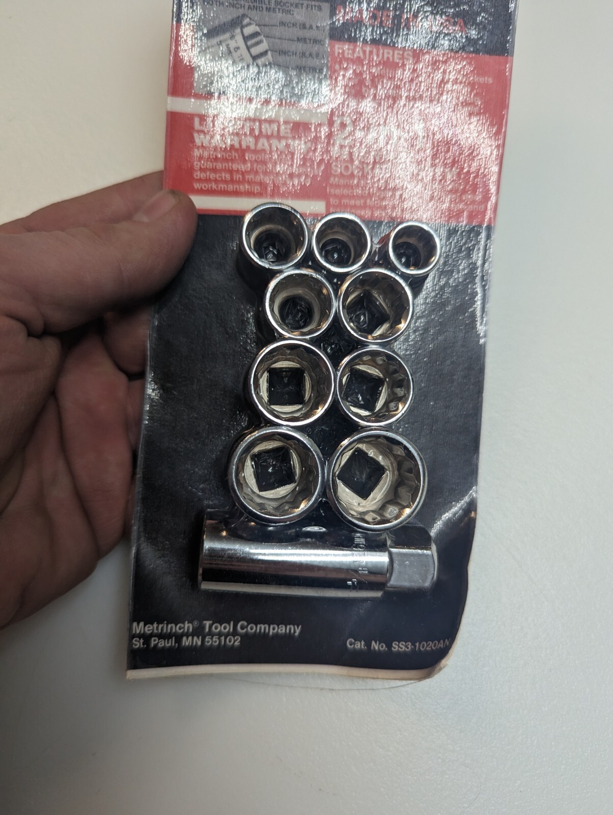 Vintage NOS Original Metrinch USA 10pc 3/8″ Drive 12 Point Socket Set SAE Metric