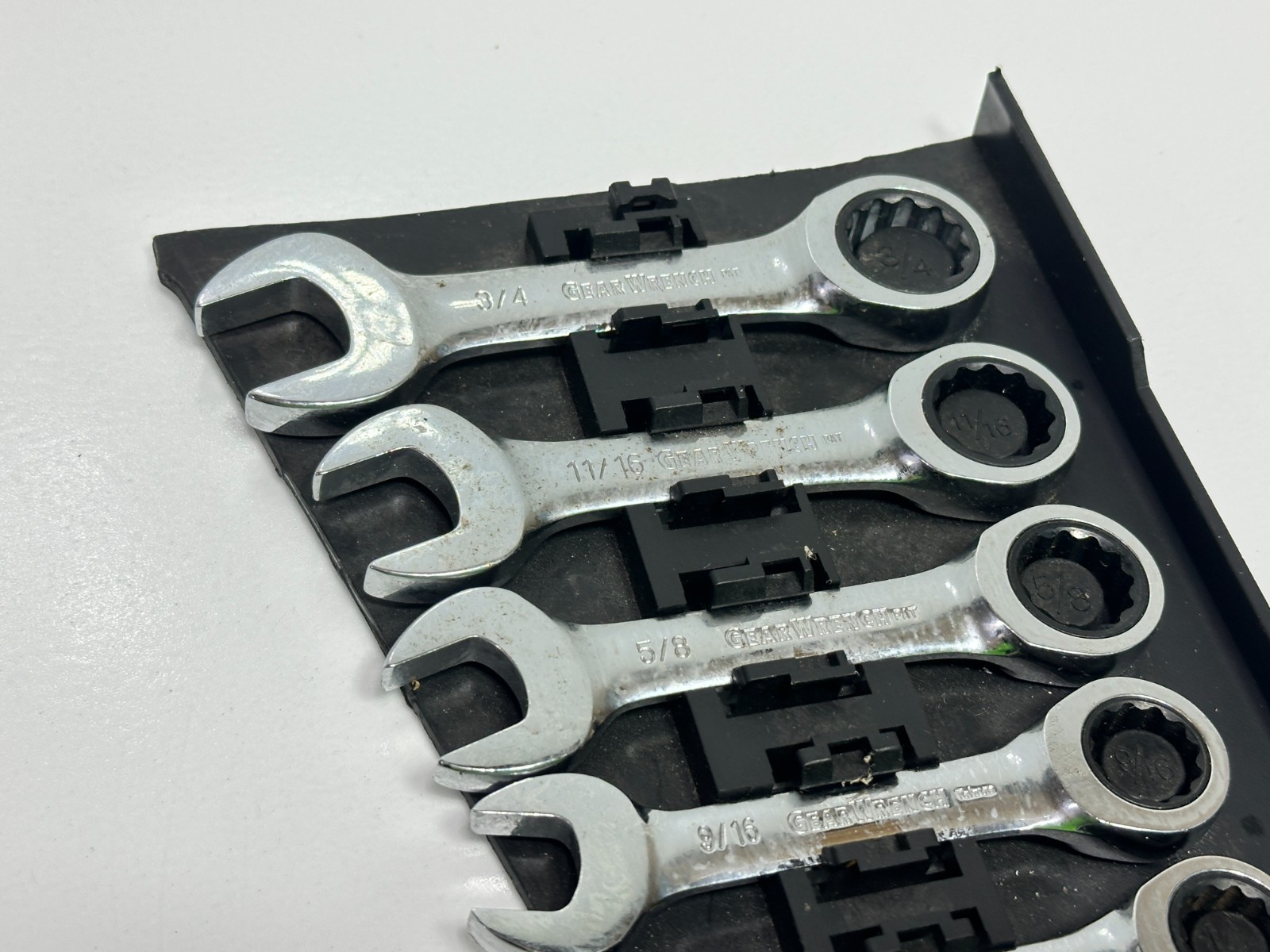 GearWrench Tools 6pc SAE Stubby Chrome Ratcheting Wrench Set (Missing 1), Case