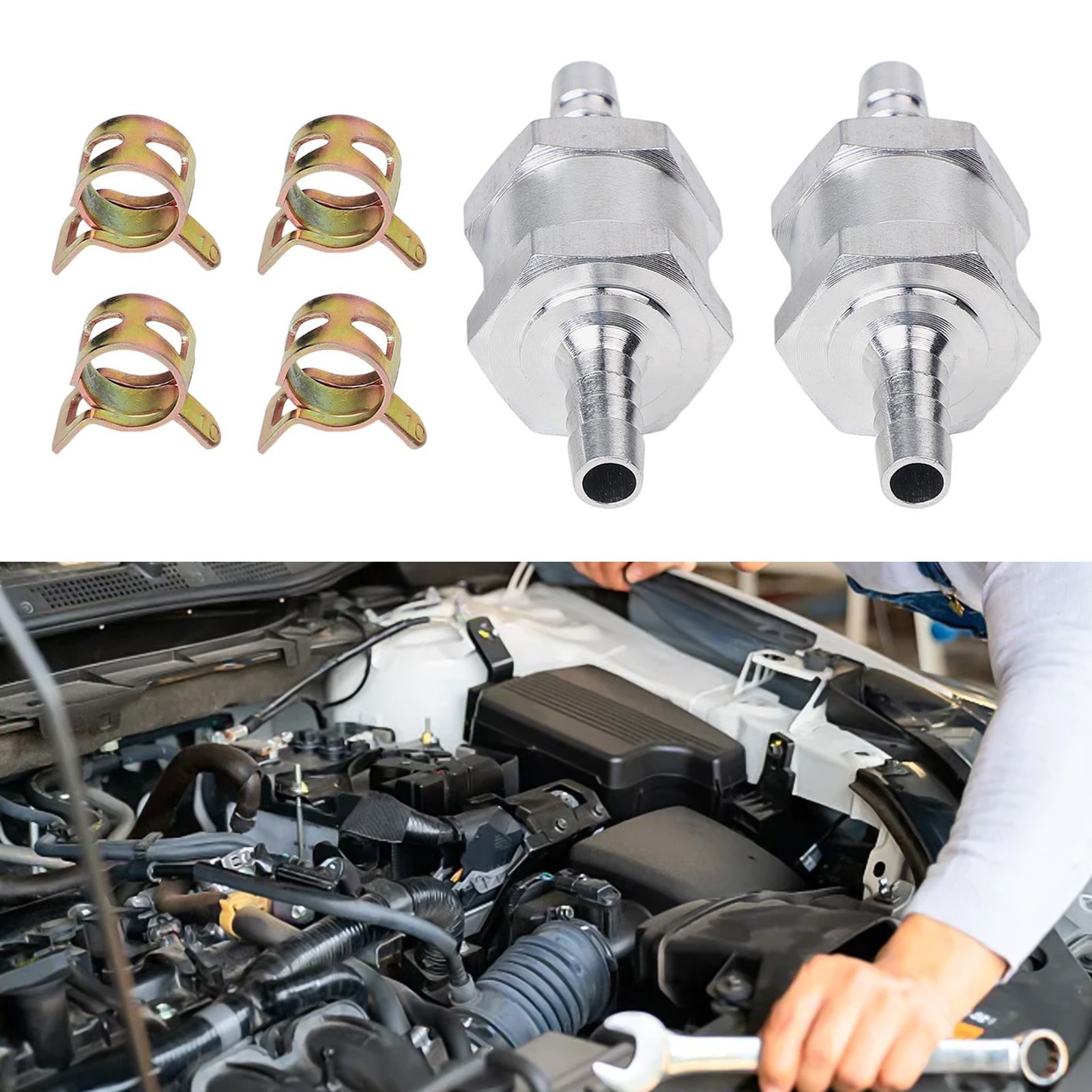 6mm Car Fuel Check Valve Set with 4 Clamps for Efficient Fuel Management
