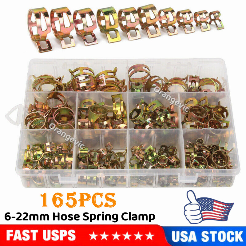 230/50PCS Spring Hose Clamps Fastener Kit Fuel Line Water Pipe Tube Clips+Pliers