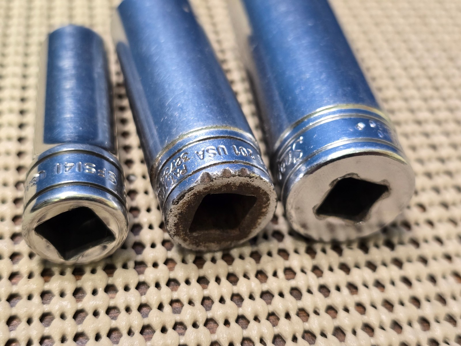 Set of 3 Snap On 3/8″ Dr 6Pt Deep Sockets SFS141 7/16″ SFS201 5/8″ & SFS241 3/4″