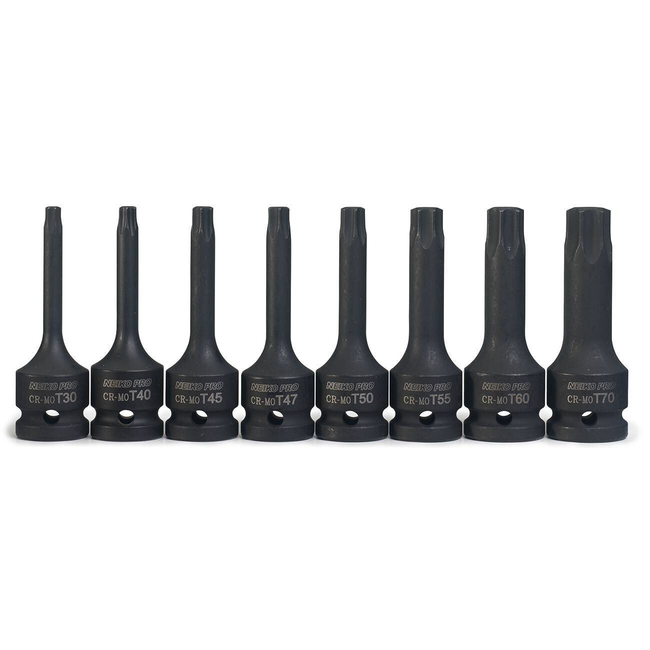 PRO GRADE 8 Pcs 1/2″ Dr. Torx Star Impact Socket Bit Driver Set T30 to T70 Cr-Mo