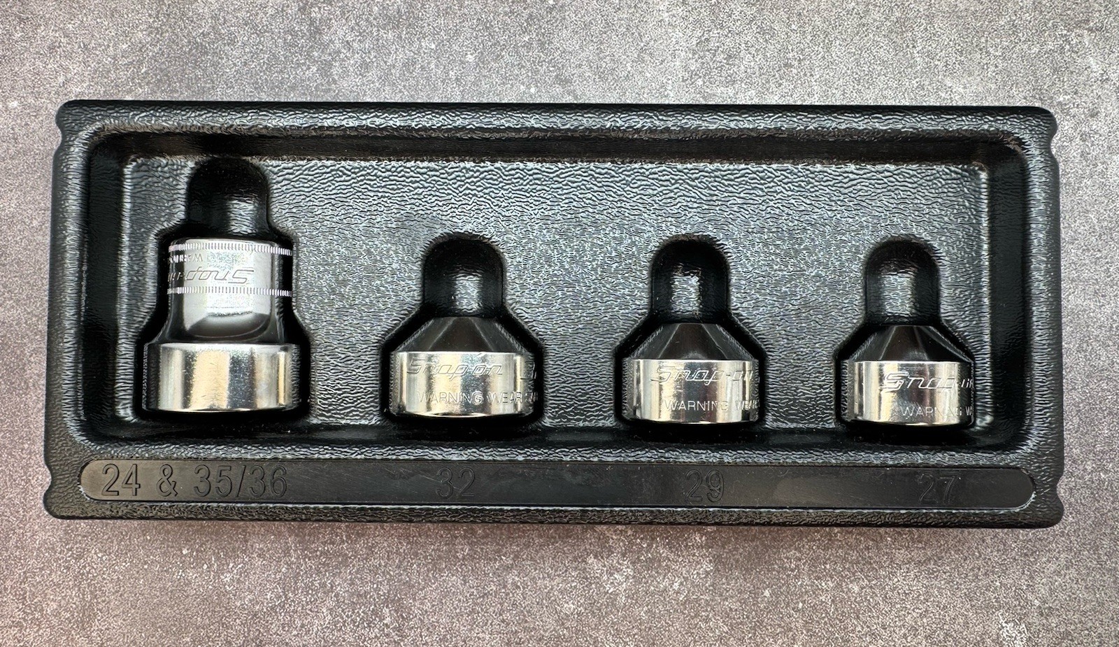 Snap-On OFSKIT, 24/27/35/36mm 4-piece Oil/Fuel Filter Socket Set