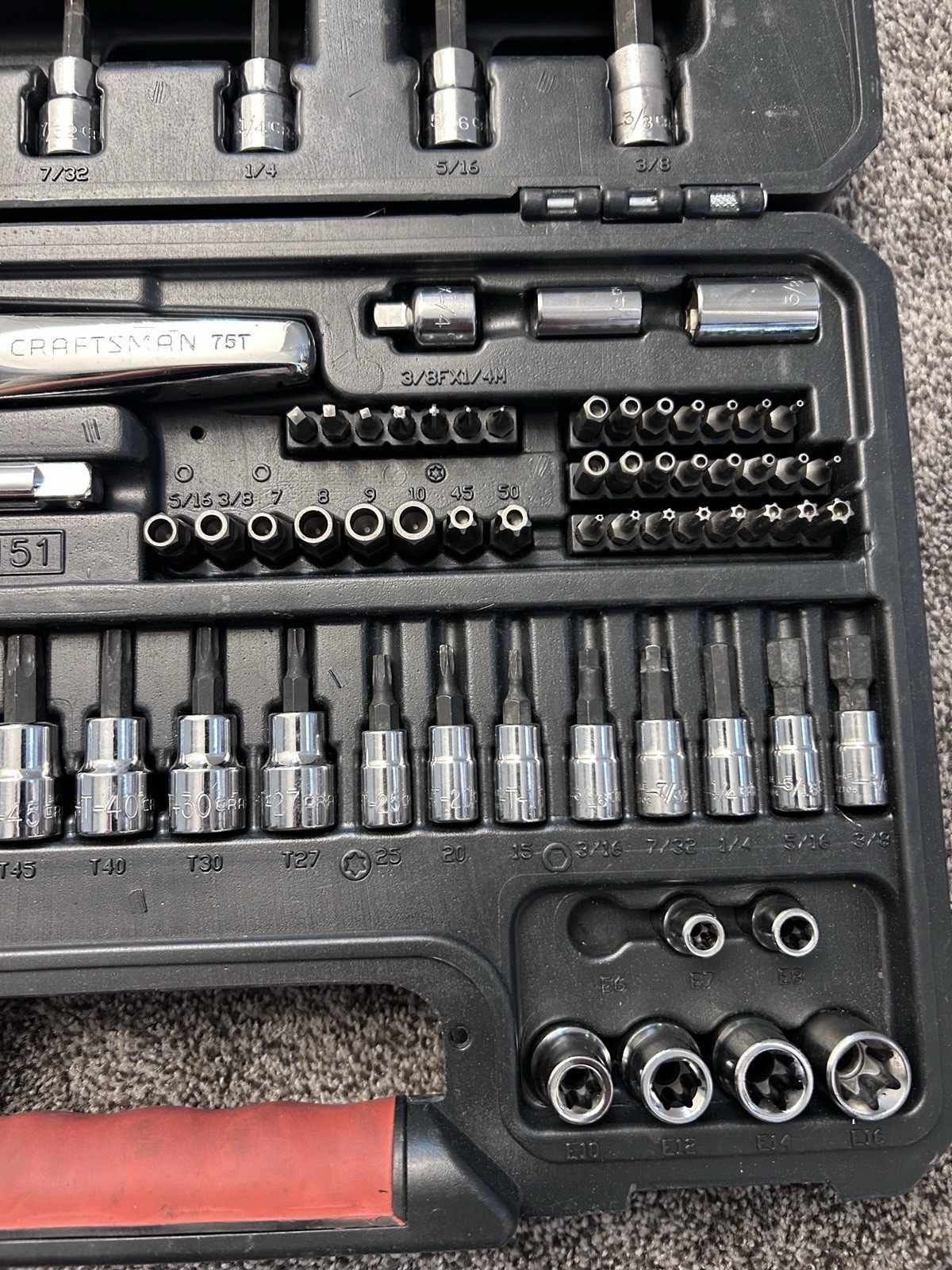 CRAFTSMAN 82 Pc Socket Wrench Set HEX E TORX SCREWDRIVER Bit & 75T RATCHET READ