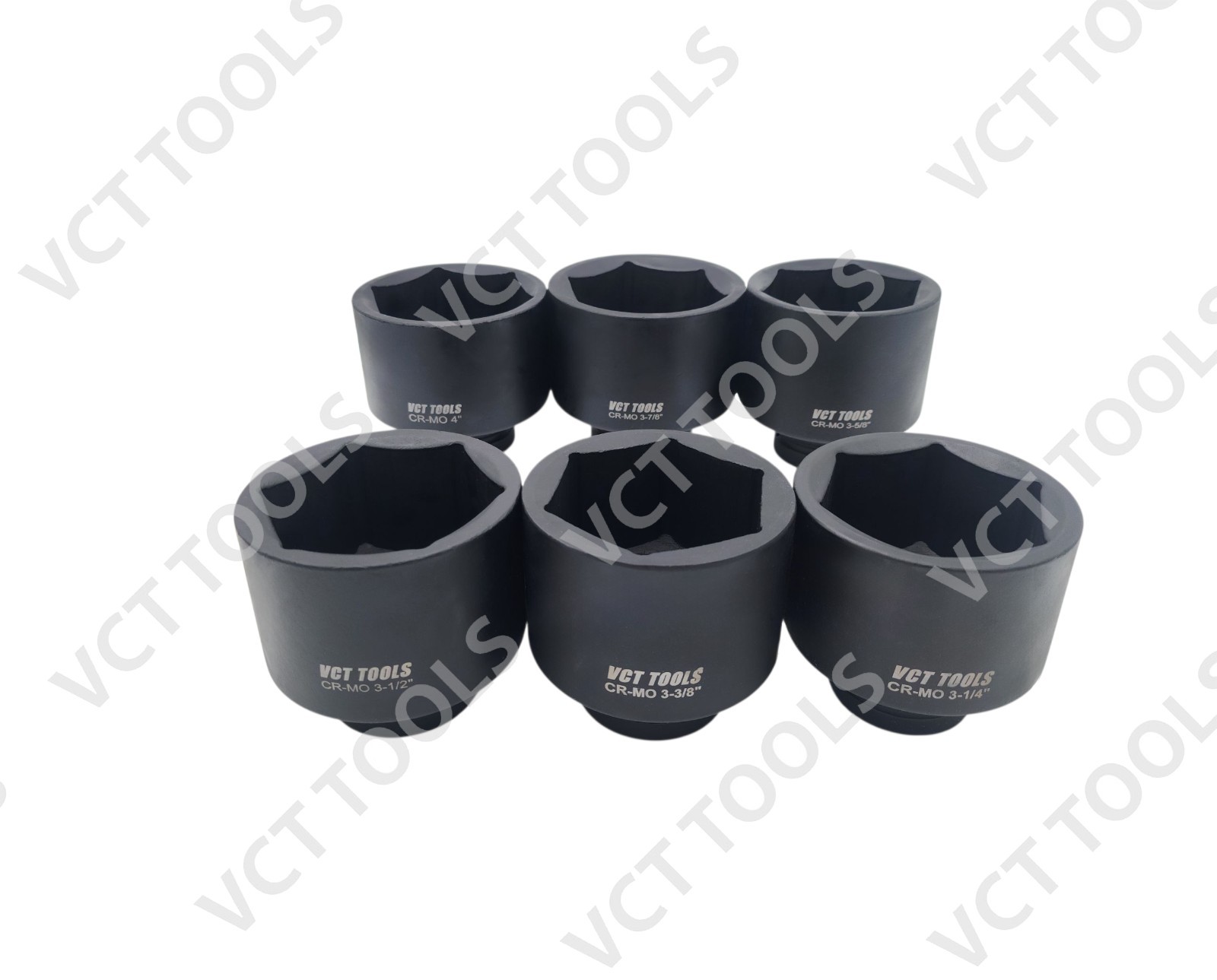 6pc 1″ Drive Jumbo Large Impact Socket Set CR-MO SAE Standard 6-point 3-1/4 – 4″