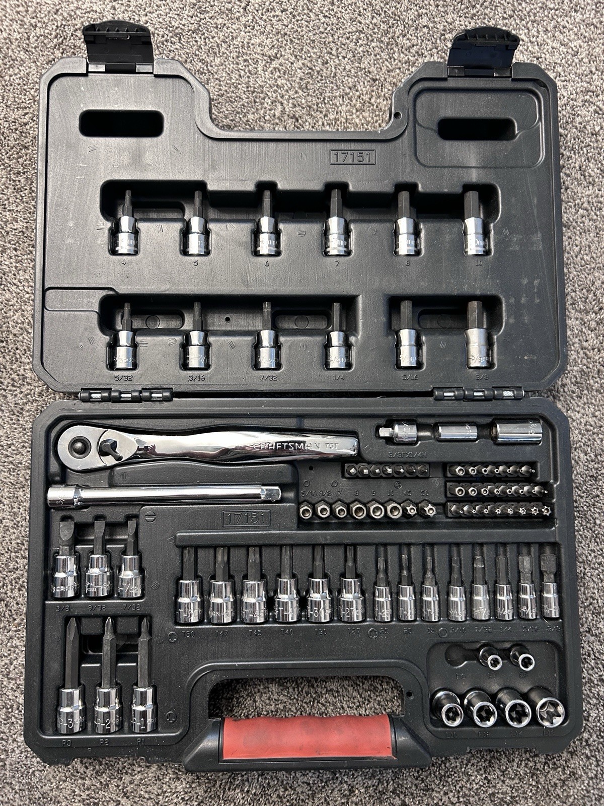 CRAFTSMAN 82 Pc Socket Wrench Set HEX E TORX SCREWDRIVER Bit & 75T RATCHET READ