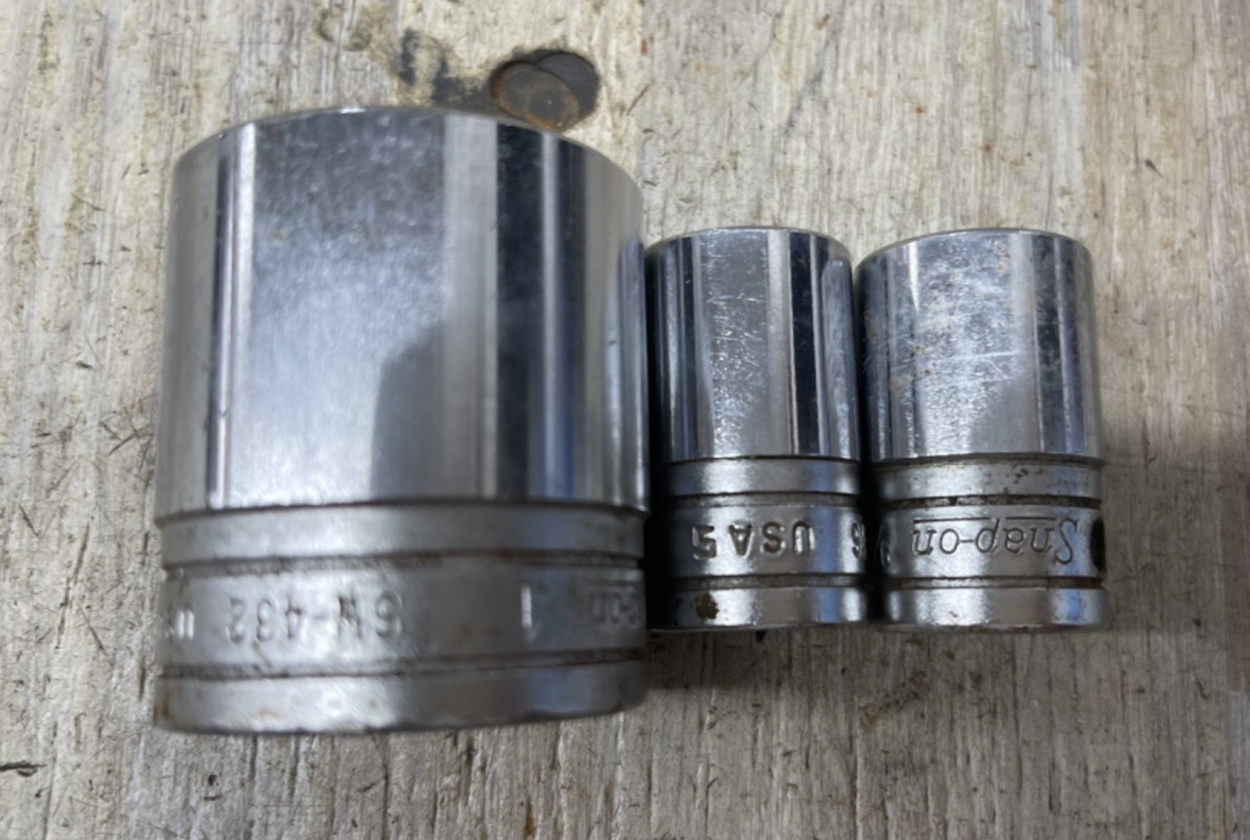 LOT OF 3 Snap-On 1/2″ Drive 1″ 8 Pt Shallow Socket SW432 SW416 SW418