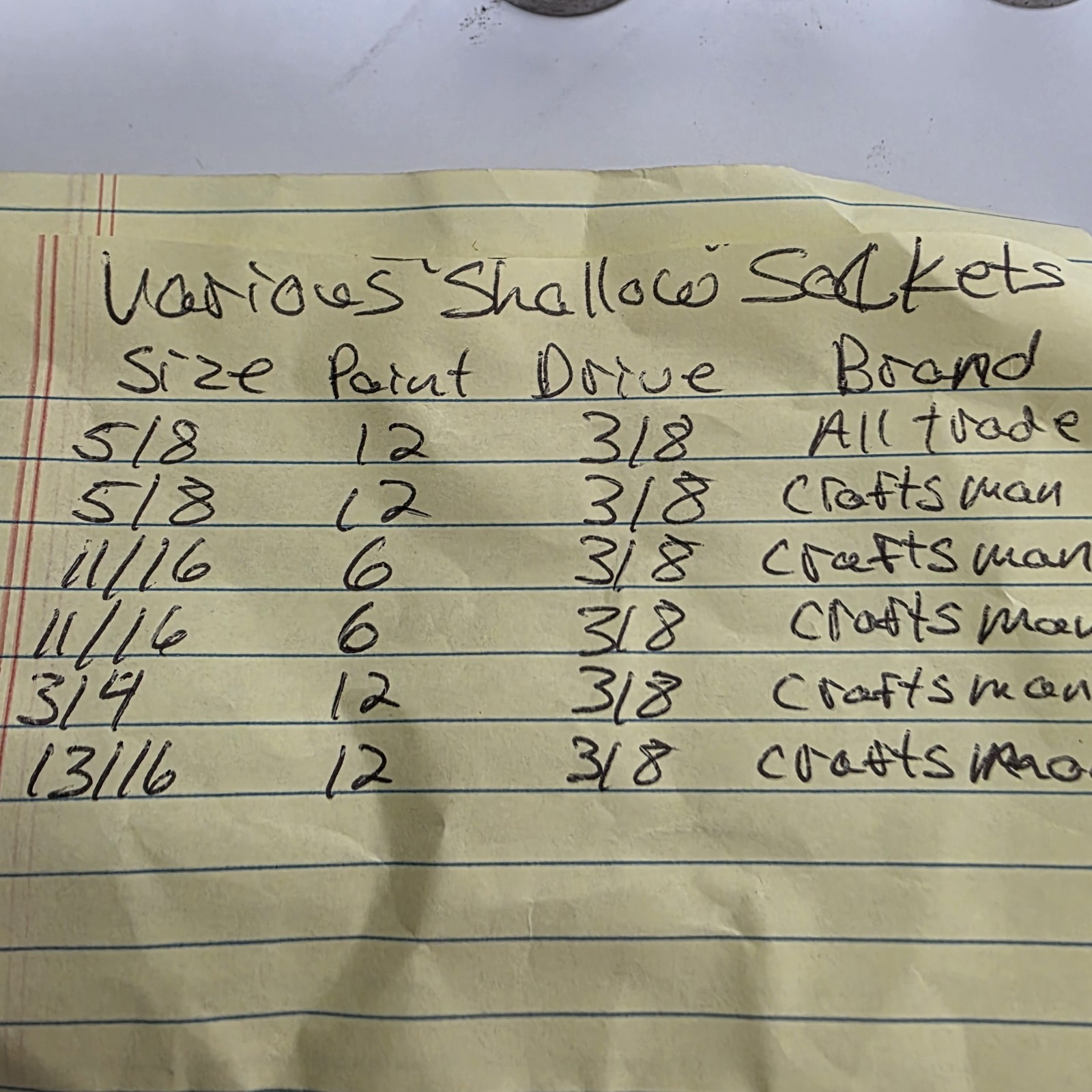 Used Various Shallow Sockets Assorted Sizes *See Pics For List #985