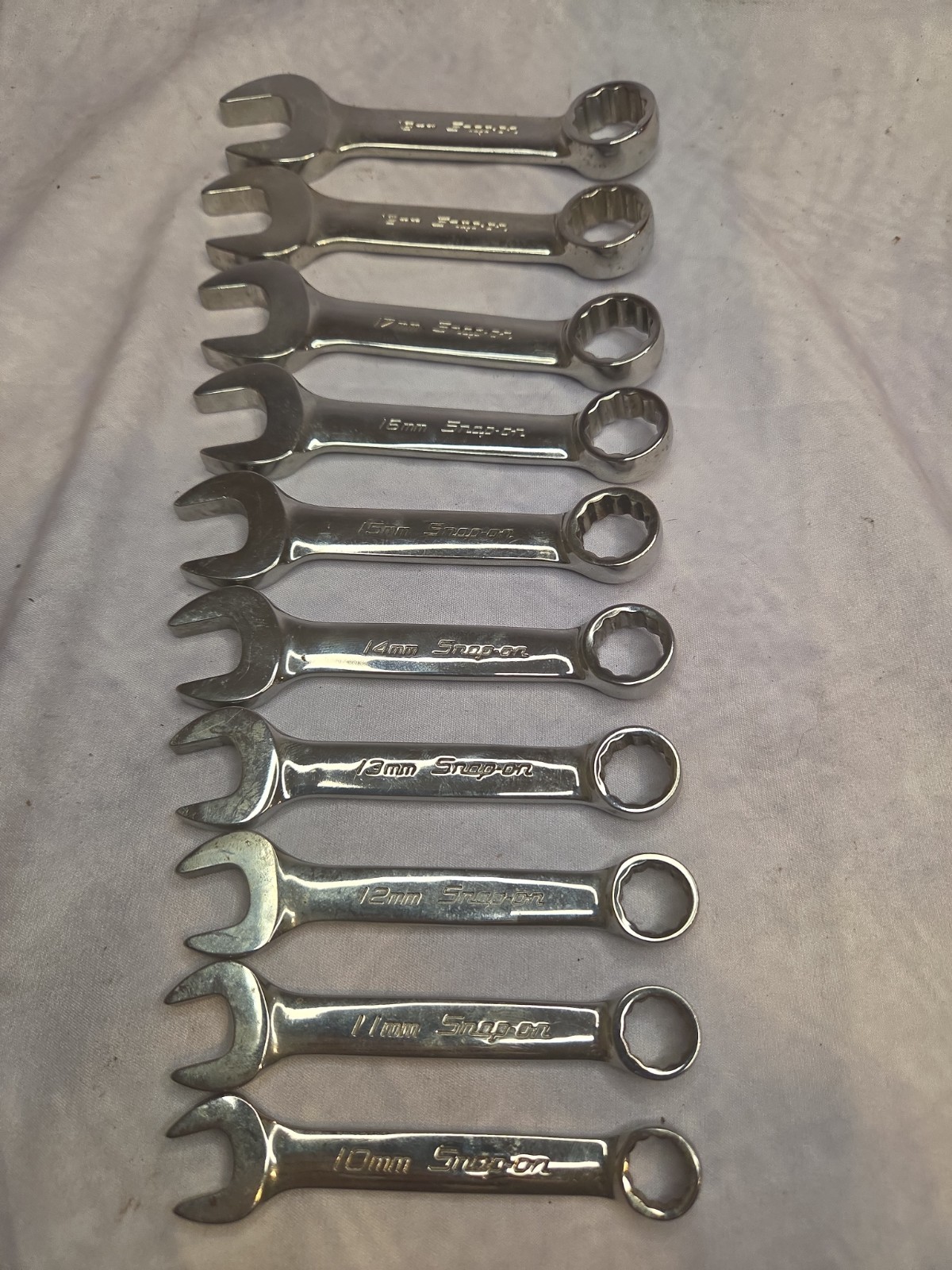 SNAP ON TOOLS metric STUBBY Wrenches 19-10 mm . Mechanic car tools