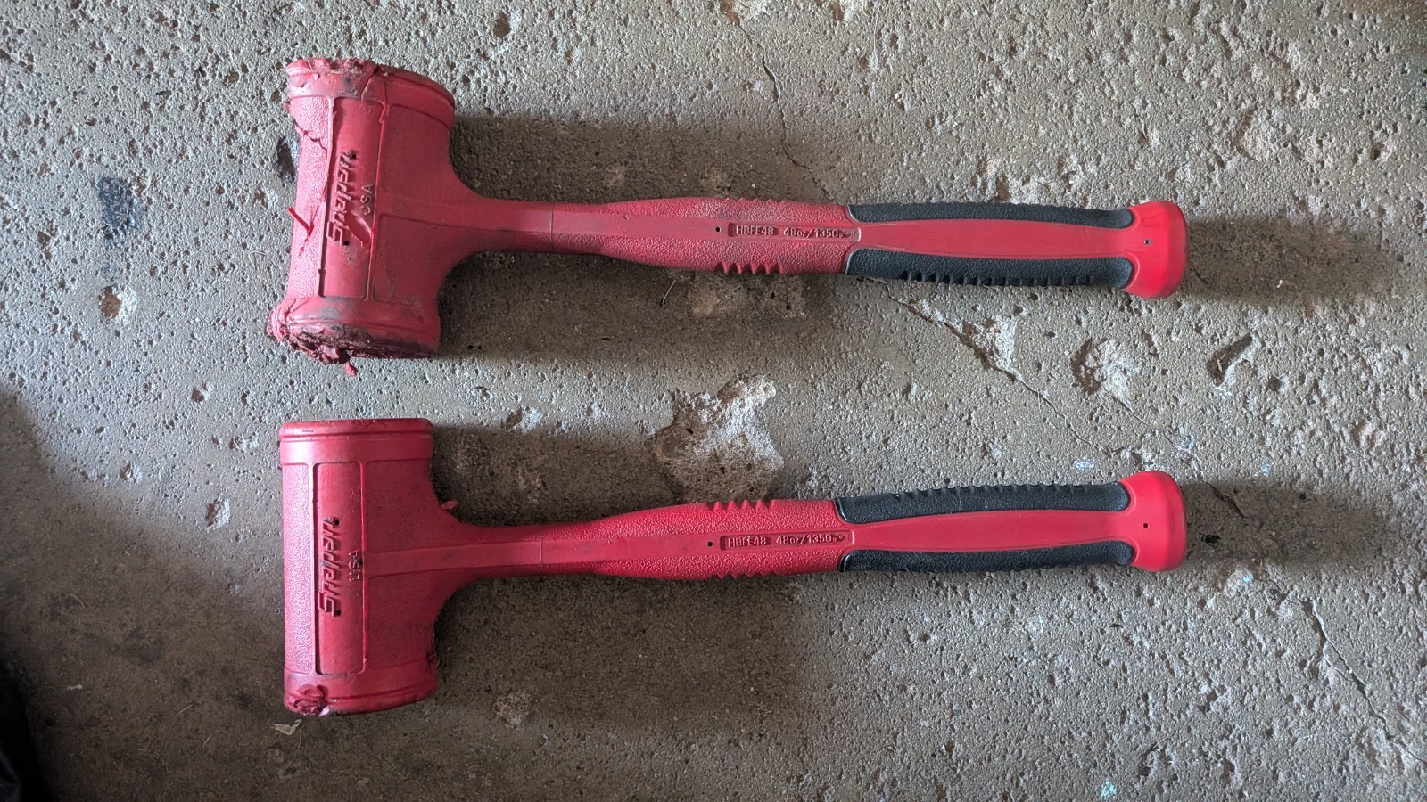 2 Snap On 48oz Dead Blow Hammer Soft Grip HBFE48 1350g Lot
