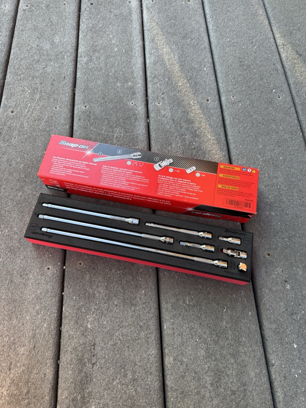 SNAP ON TOOLS 108TMXAFR 8PC 1/4” EXTENSION BAR UNIVERSAL JOINT ADAPTER FOAM SET