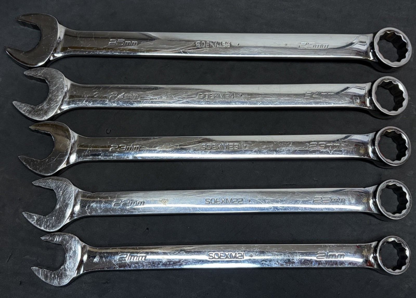 Snap-On Large 5pc Flank Drive Plus Metric Combination Wrenches SOEX Wrench Set