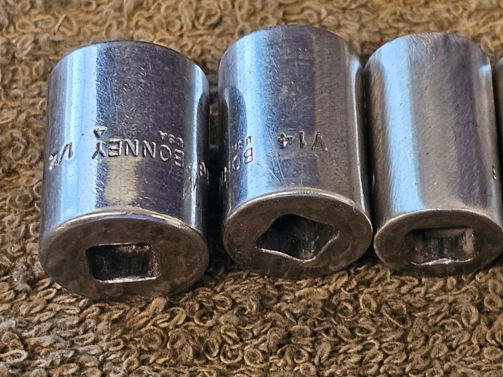 6 Bonney VL V Socket 1/4″ Drive 1/2 7/16 3/8 11/32 9/32 3/16″ Sae Set