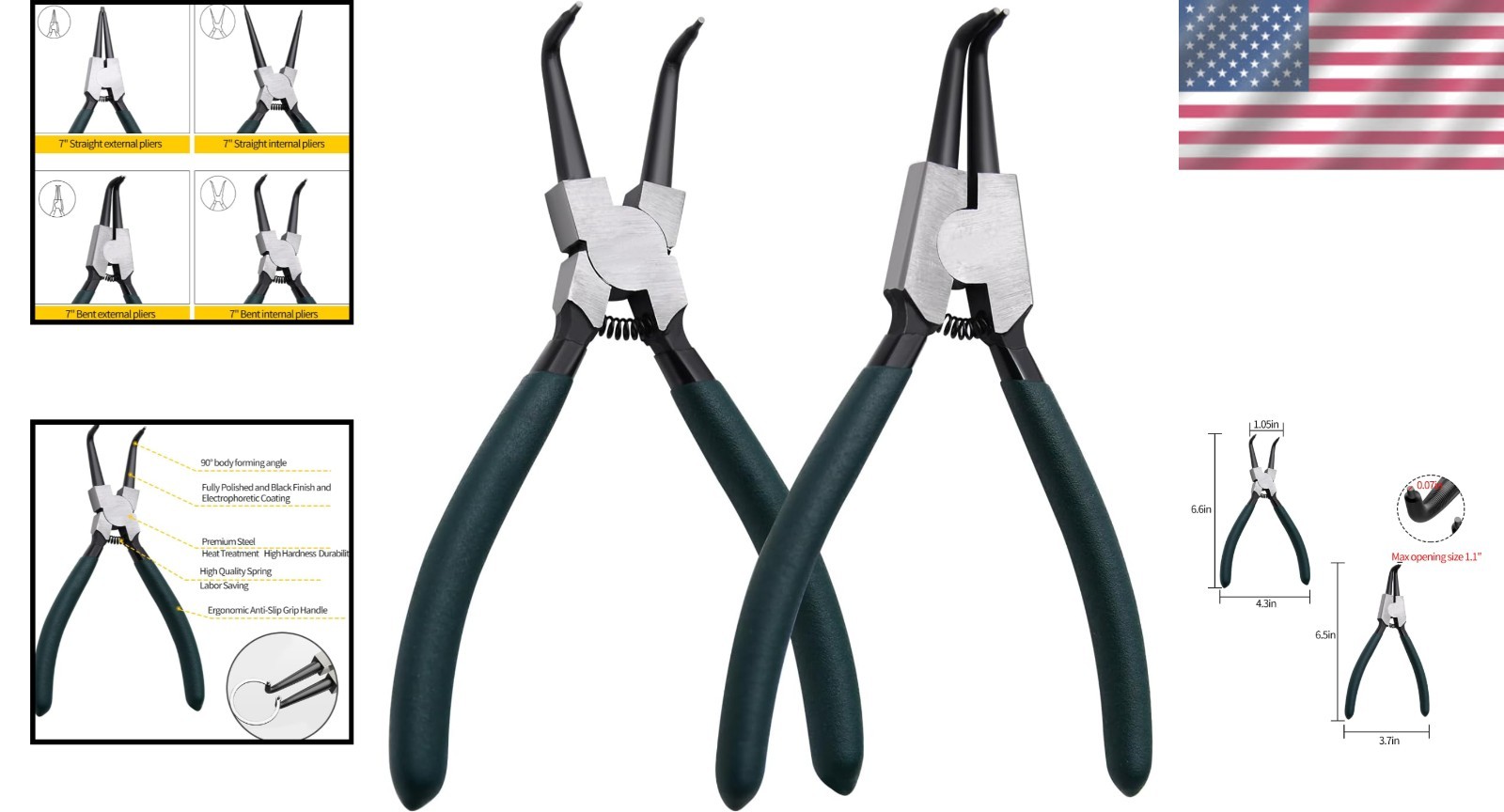 7″ Internal/External Circlip Pliers Set – Precision Spring-Loaded Tools