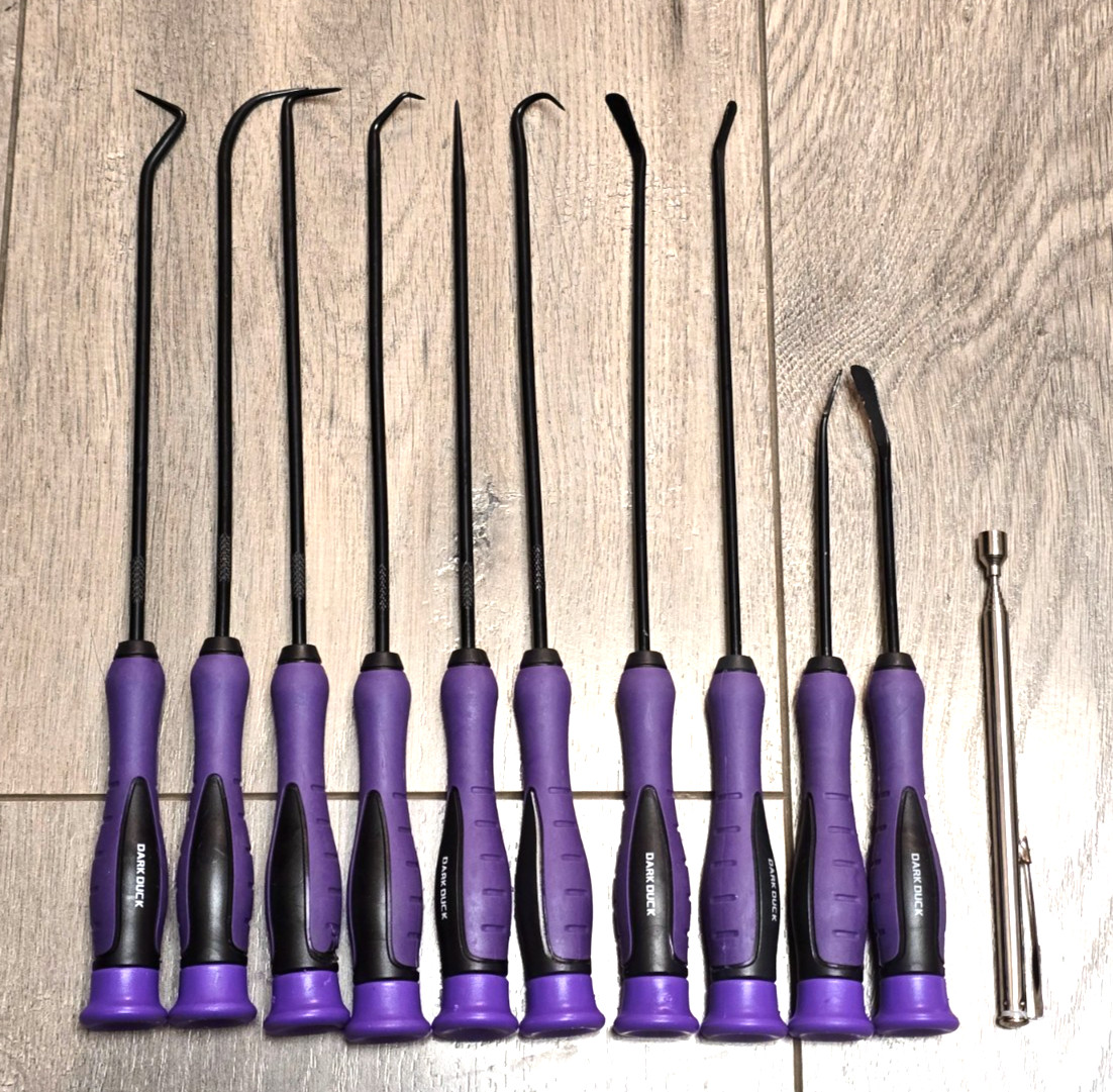 11pc Master Long Hook, Pick, Magnet & O-ring Spoon Set w/ Purple Comfort Grips