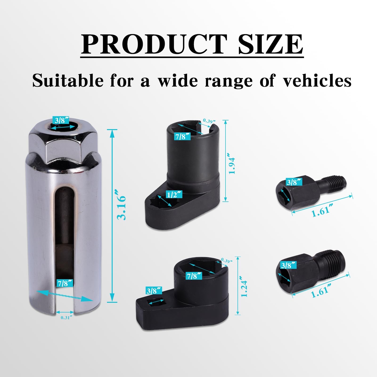 Rlokciy 5-Piece Forged O2 Oxygen Sensor Socket 5.04 x 4.37 x 1.97 inches, red
