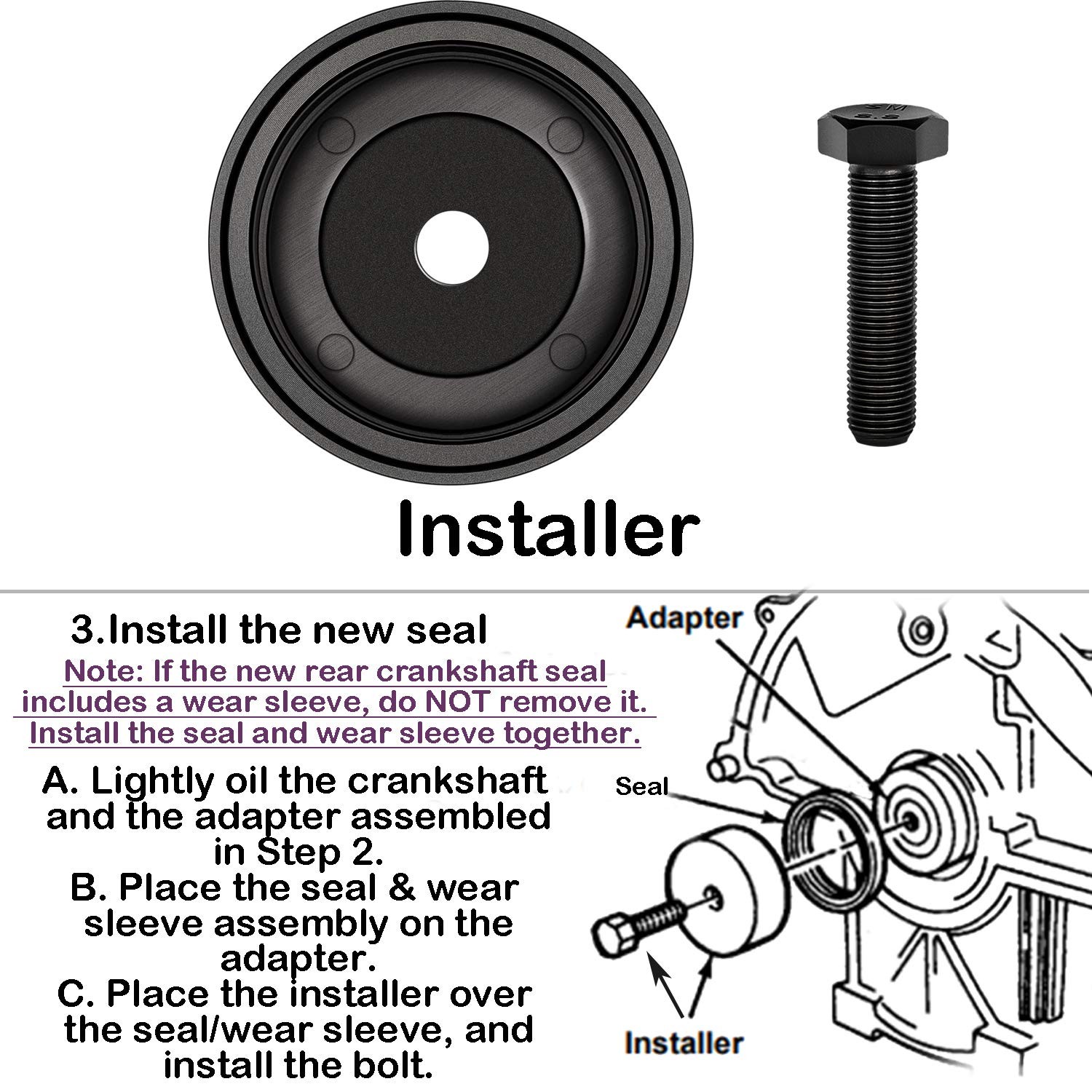 Rear Crankshaft Seal Installer Replace to OTC 7834 for Ford w/ 4.0L V6 Engine