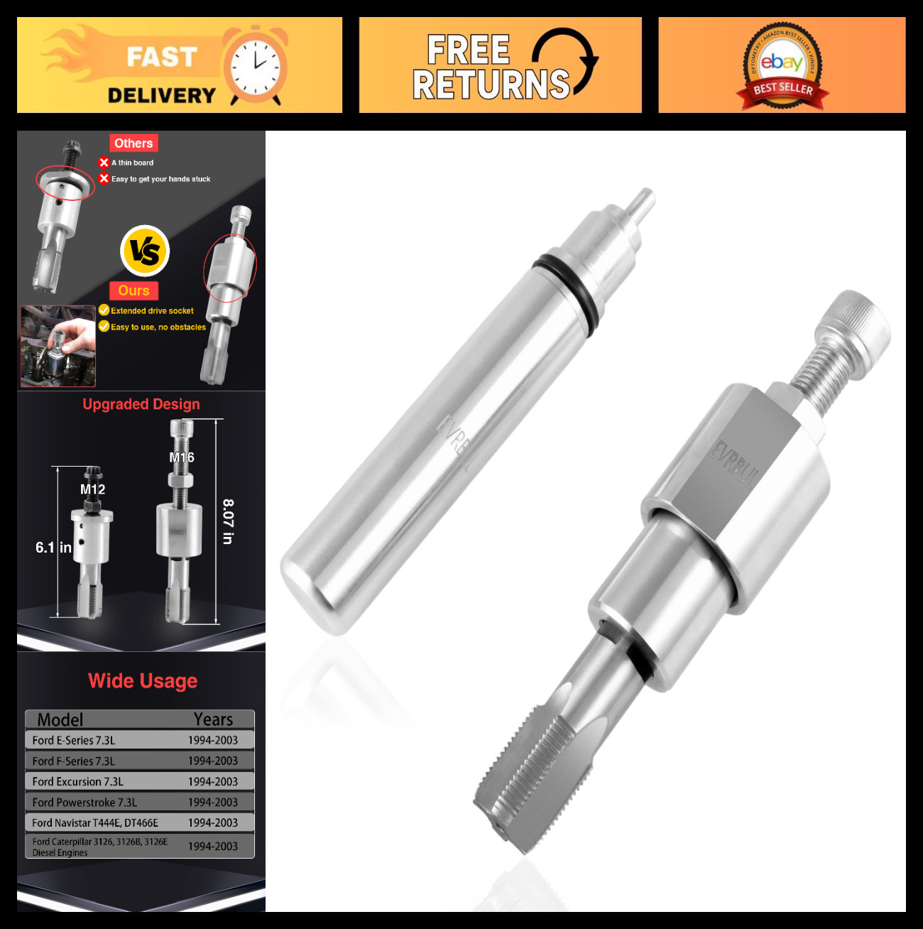 Injector Sleeve Removal Tool Kit for Ford 7.3L E-Series, F-Series, Excursion, Po