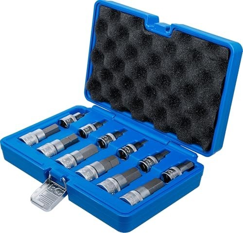 Hex Socket Bit Set 12.5mm 1/2 Inch Drive 12 Pieces Chrome Vanadium Steel
