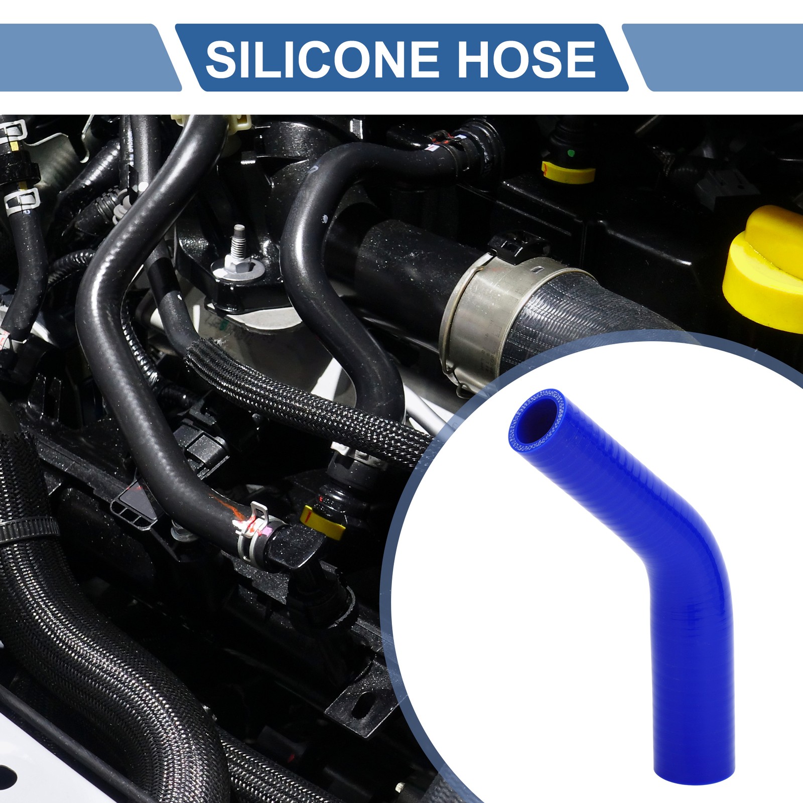 1pc 25-35mm ID 120mm 4.72″ Long 45° Car Silicone Hose Blue